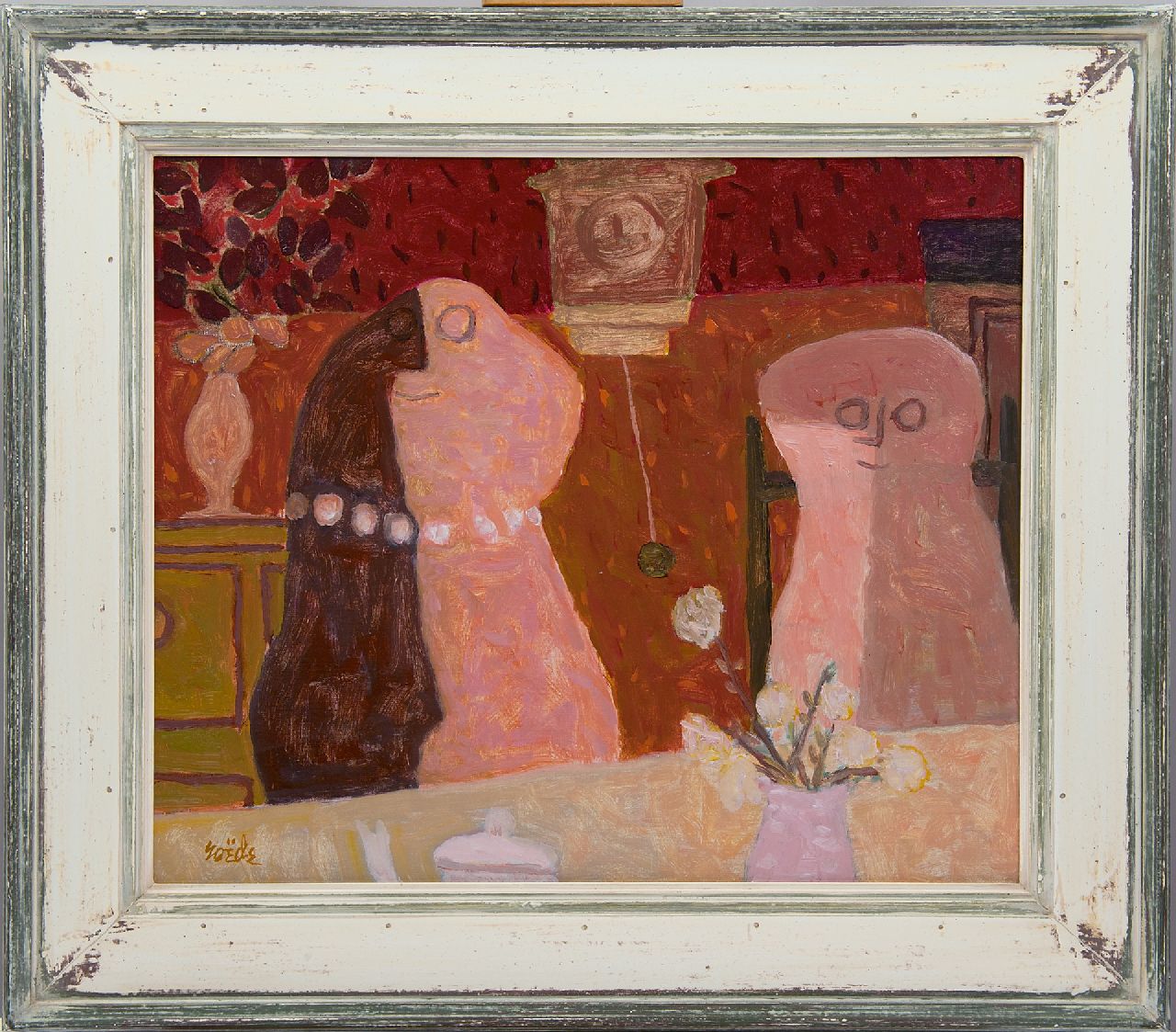 Roëde J. | Jan Roëde | Schilderijen te koop aangeboden | Zoals het klokje thuis tikt, olieverf op doek 45,1 x 54,1 cm, gesigneerd linksonder Roëde J. | Jan Roëde | Schilderijen te koop aangeboden | Zoals het klokje thuis tikt, olieverf op doek 45,1 x 54,1 cm, gesigneerd linksonder