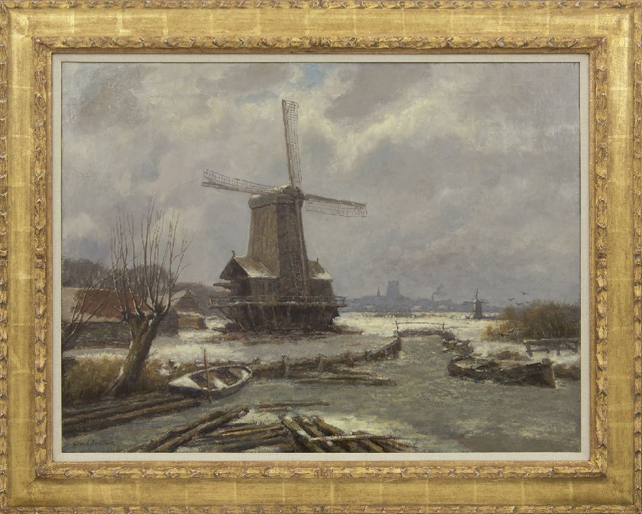 Koekkoek G.J.  | Gerardus Johannes 'Gerard' Koekkoek | Schilderijen te koop aangeboden | Sneeuwlandschap met houtzaagmolen, olieverf op doek 60,3 x 80,0 cm, gesigneerd linksonder en zonder lijst