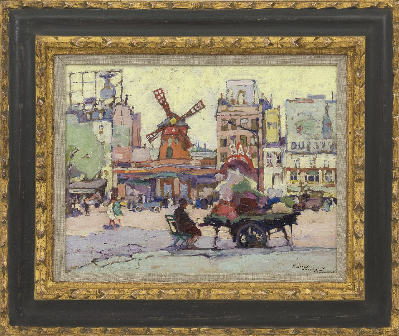 Dumoulin R. | Roméo Dumoulin, Place Blanche met de Moulin Rouge, Parijs, olieverf op paneel 26,9 x 34,8 cm, gesigneerd rechtsonder en gedateerd 'Paris' 1927 Dumoulin R. | Roméo Dumoulin, Place Blanche met de Moulin Rouge, Parijs, olieverf op paneel 26,9 x 34,8 cm, gesigneerd rechtsonder en gedateerd 'Paris' 1927