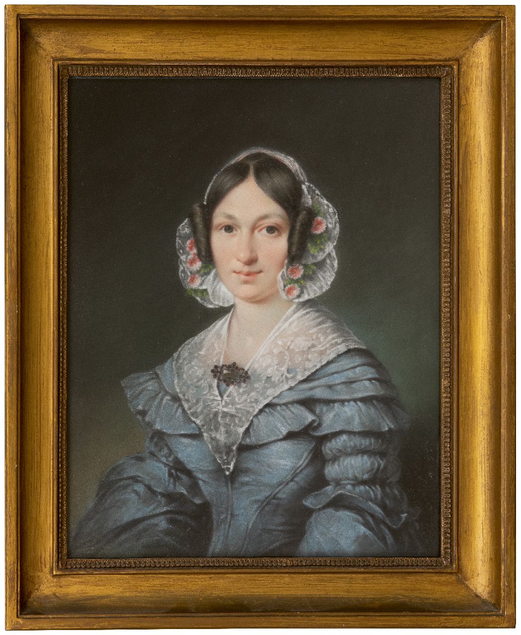 Daiwaille J.A.  | Jean Augustin Daiwaille | Aquarellen en tekeningen te koop aangeboden | Portret van een vrouw, vermoedelijk Maria Louisa Engelman-Hakbijl (alleen tezamen, gezin van 4), pastel op papier 30,5