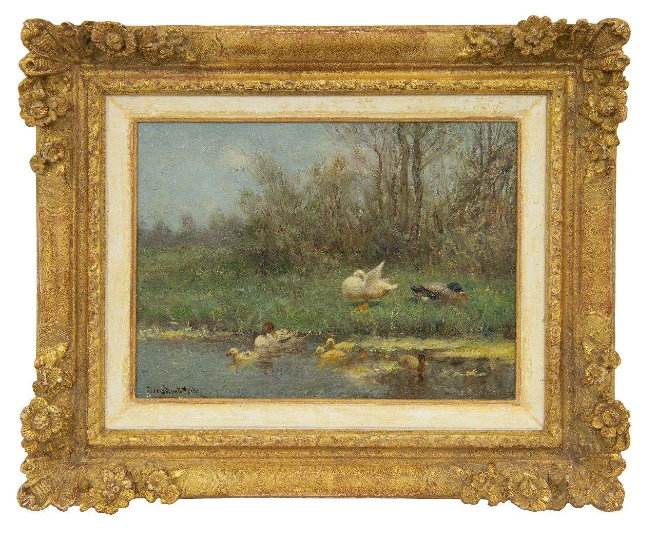 Artz C.D.L. | 'Constant' David Ludovic Artz, Eenden en kuikens langs de waterkant, olieverf op paneel 18,1 x 23,9 cm, gesigneerd linksonder Artz C.D.L. | 'Constant' David Ludovic Artz, Eenden en kuikens langs de waterkant, olieverf op paneel 18,1 x 23,9 cm, gesigneerd linksonder