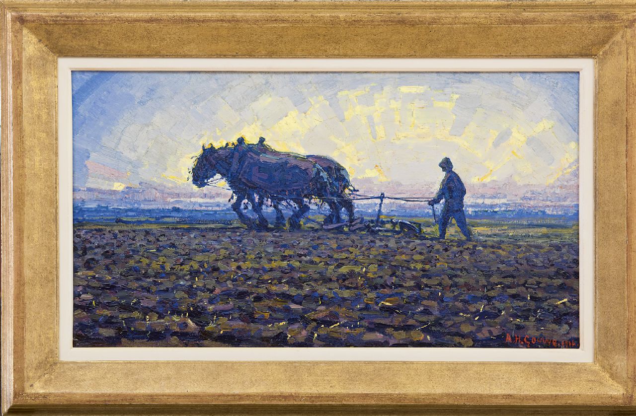 Gouwe A.H. | Adriaan Herman Gouwe, Avondstond, Zuid-Limburg, olieverf op doek 25,0 x 45,6 cm, gesigneerd rechtsonder en gedateerd 1916 Gouwe A.H. | Adriaan Herman Gouwe, Avondstond, Zuid-Limburg, olieverf op doek 25,0 x 45,6 cm, gesigneerd rechtsonder en gedateerd 1916