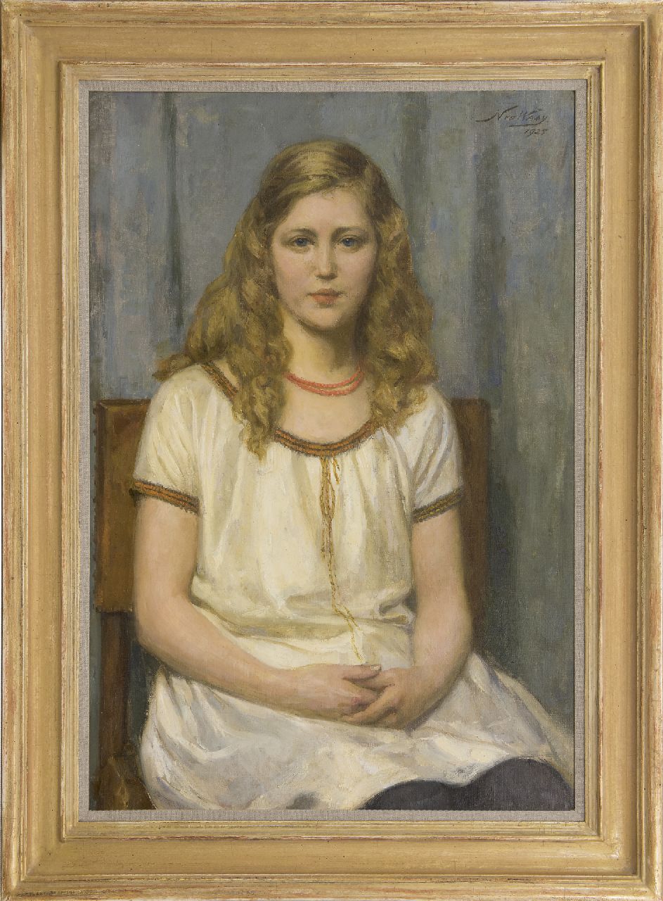 Waay N. van der | Nicolaas van der Waay, Portret van Mlle. T. de K., olieverf op doek 80,3 x 54,0 cm, gesigneerd rechtsboven en gedateerd 1925