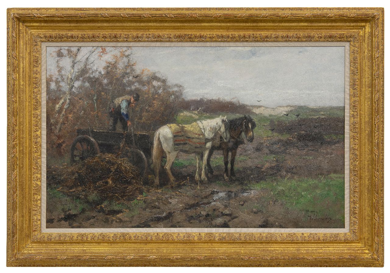 Scherrewitz J.F.C.  | Johan Frederik Cornelis Scherrewitz, Afladen van de kar in de duinen, olieverf op doek 52,2 x 85,5 cm, gesigneerd rechtsonder