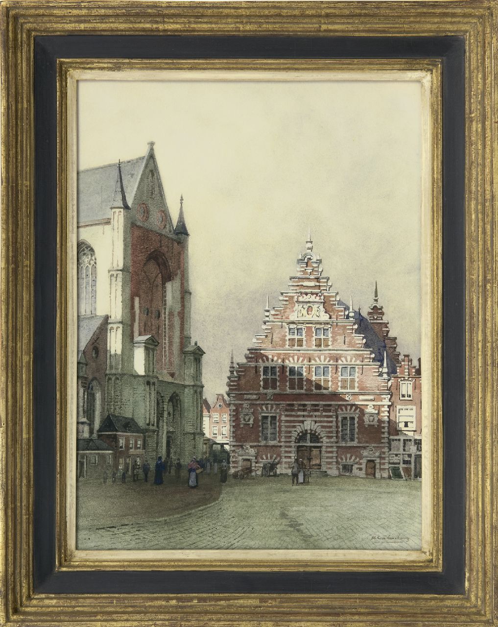 Klinkenberg J.C.K. | Johannes Christiaan Karel Klinkenberg, De Grote Markt met de Vleeshal in Haarlem, aquarel op papier 46,0 x 34,0 cm, gesigneerd rechtsonder Klinkenberg J.C.K. | Johannes Christiaan Karel Klinkenberg, De Grote Markt met de Vleeshal in Haarlem, aquarel op papier 46,0 x 34,0 cm, gesigneerd rechtsonder