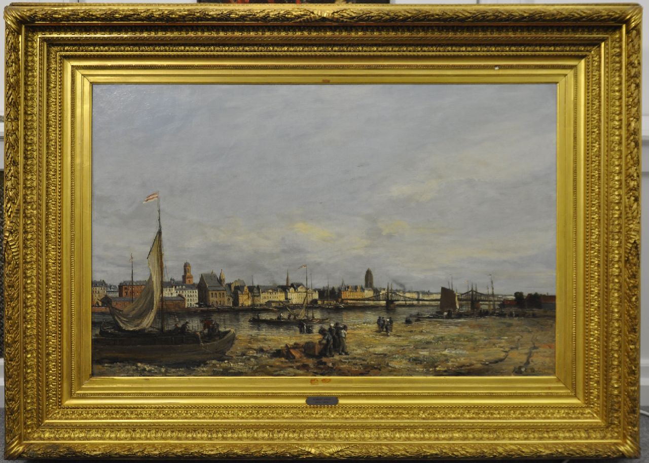 Mols R.C.G.L. | 'Robert' Charles Gustave Laurens Mols, Frankfurt am Main met de 'Eiserner Steg' brug, gezien vanuit Sachsenhausen, olieverf op doek 76,1 x 116,6 cm, gesigneerd rechtsonder en te dateren na 1870 Mols R.C.G.L. | 'Robert' Charles Gustave Laurens Mols, Frankfurt am Main met de 'Eiserner Steg' brug, gezien vanuit Sachsenhausen, olieverf op doek 76,1 x 116,6 cm, gesigneerd rechtsonder en te dateren na 1870