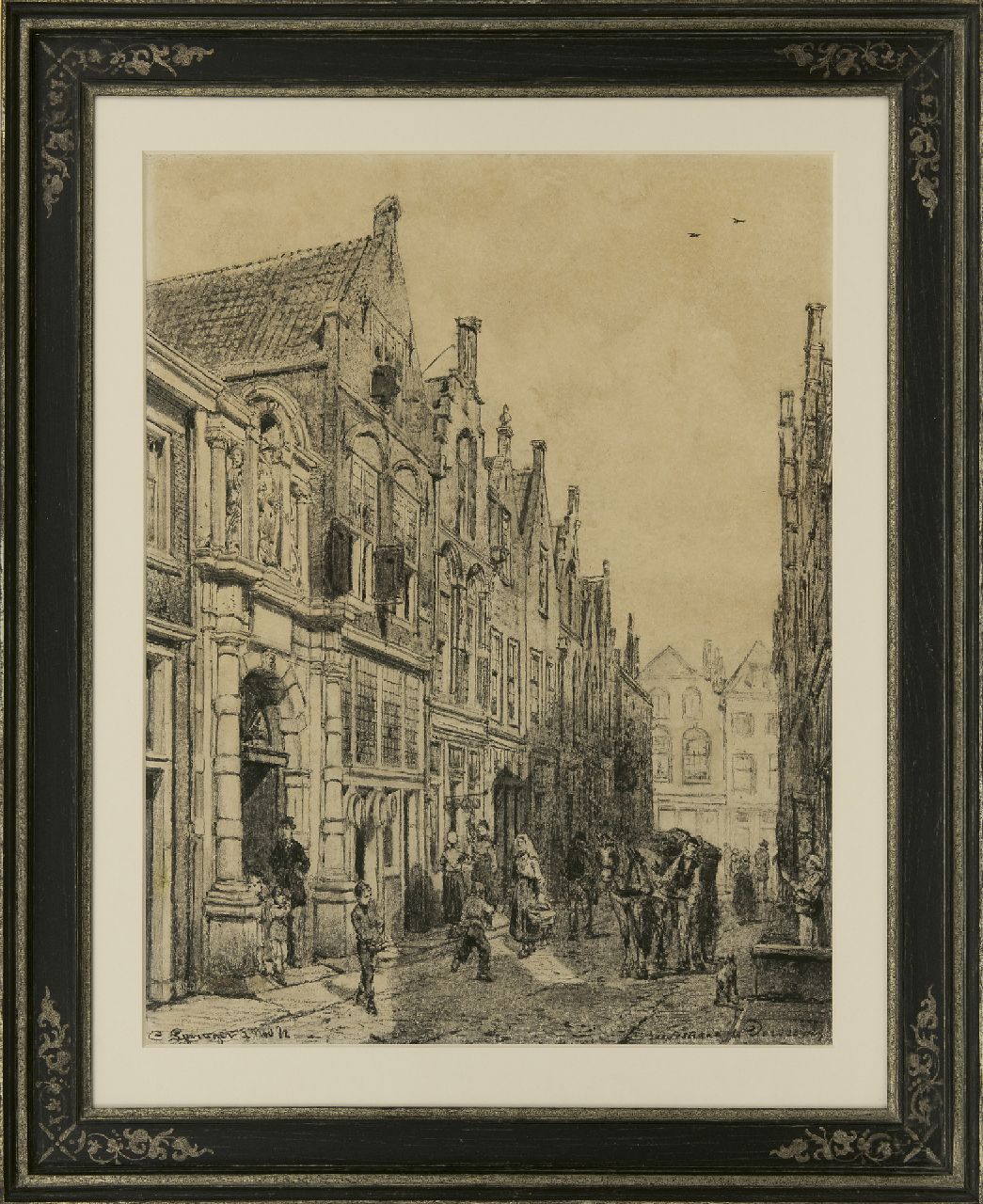 Springer C. | Cornelis Springer, De Vriesestraat te Dordrecht met de ingang van de Gemeenteschool, houtskool op papier 50,7 x 39,6 cm, gesigneerd linksonder en gedateerd 1 Nov. '82 Springer C. | Cornelis Springer, De Vriesestraat te Dordrecht met de ingang van de Gemeenteschool, houtskool op papier 50,7 x 39,6 cm, gesigneerd linksonder en gedateerd 1 Nov. '82