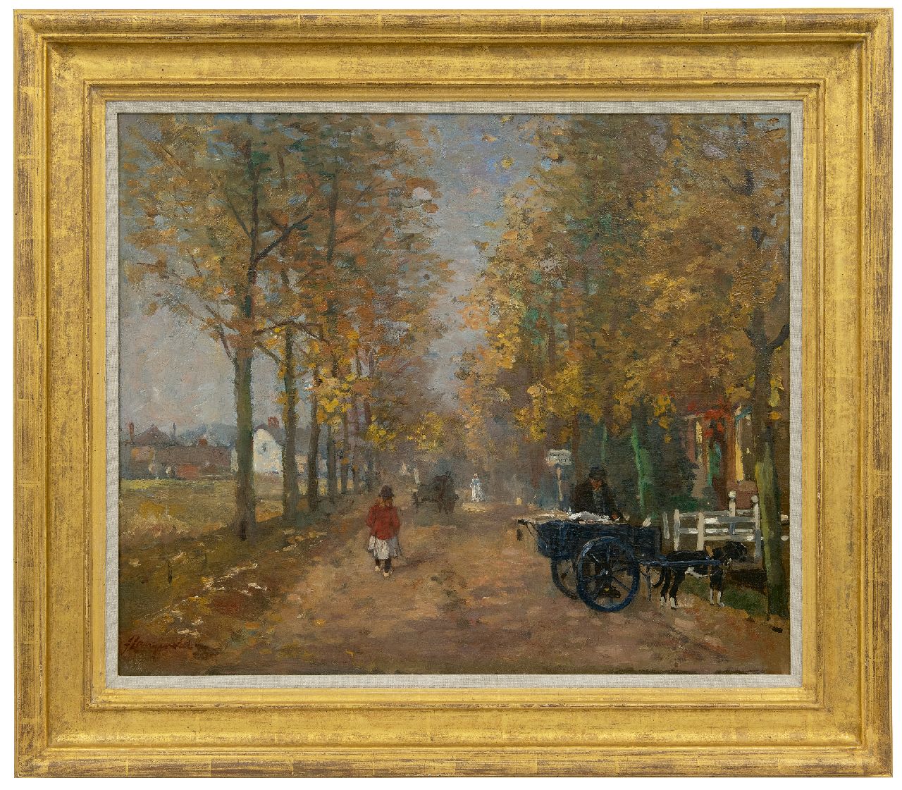 Langeveld F.A.  | Franciscus Arnoldus 'Frans' Langeveld, Dorpslaantje in de herfst, Laren, olieverf op doek 55,5 x 66,6 cm, gesigneerd linksonder