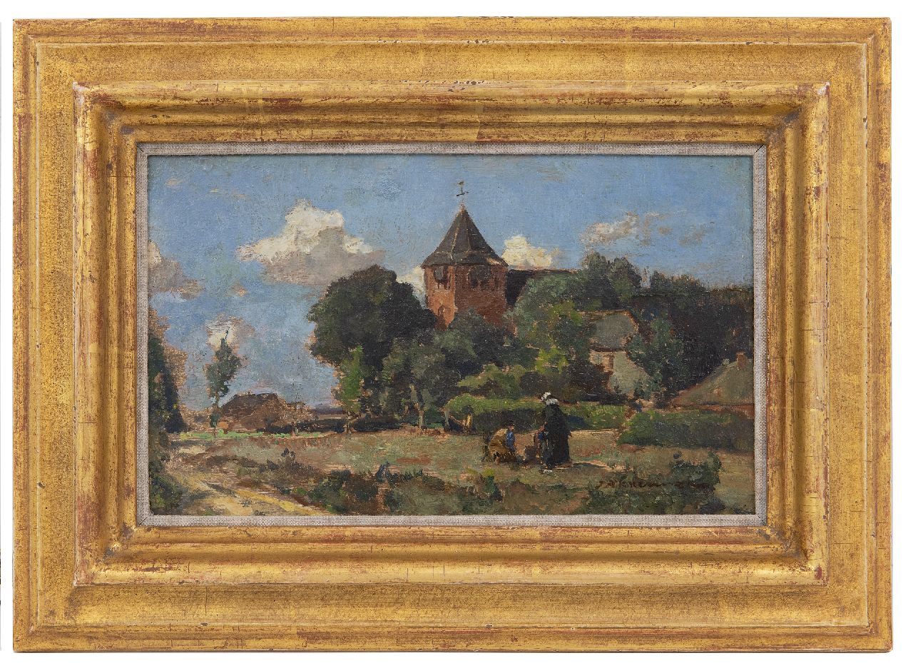 Akkeringa J.E.H. | 'Johannes Evert' Hendrik Akkeringa, Kerkje te Heelsum, olieverf op paneel 13,4 x 22,1 cm, gesigneerd rechtsonder Akkeringa J.E.H. | 'Johannes Evert' Hendrik Akkeringa, Kerkje te Heelsum, olieverf op paneel 13,4 x 22,1 cm, gesigneerd rechtsonder