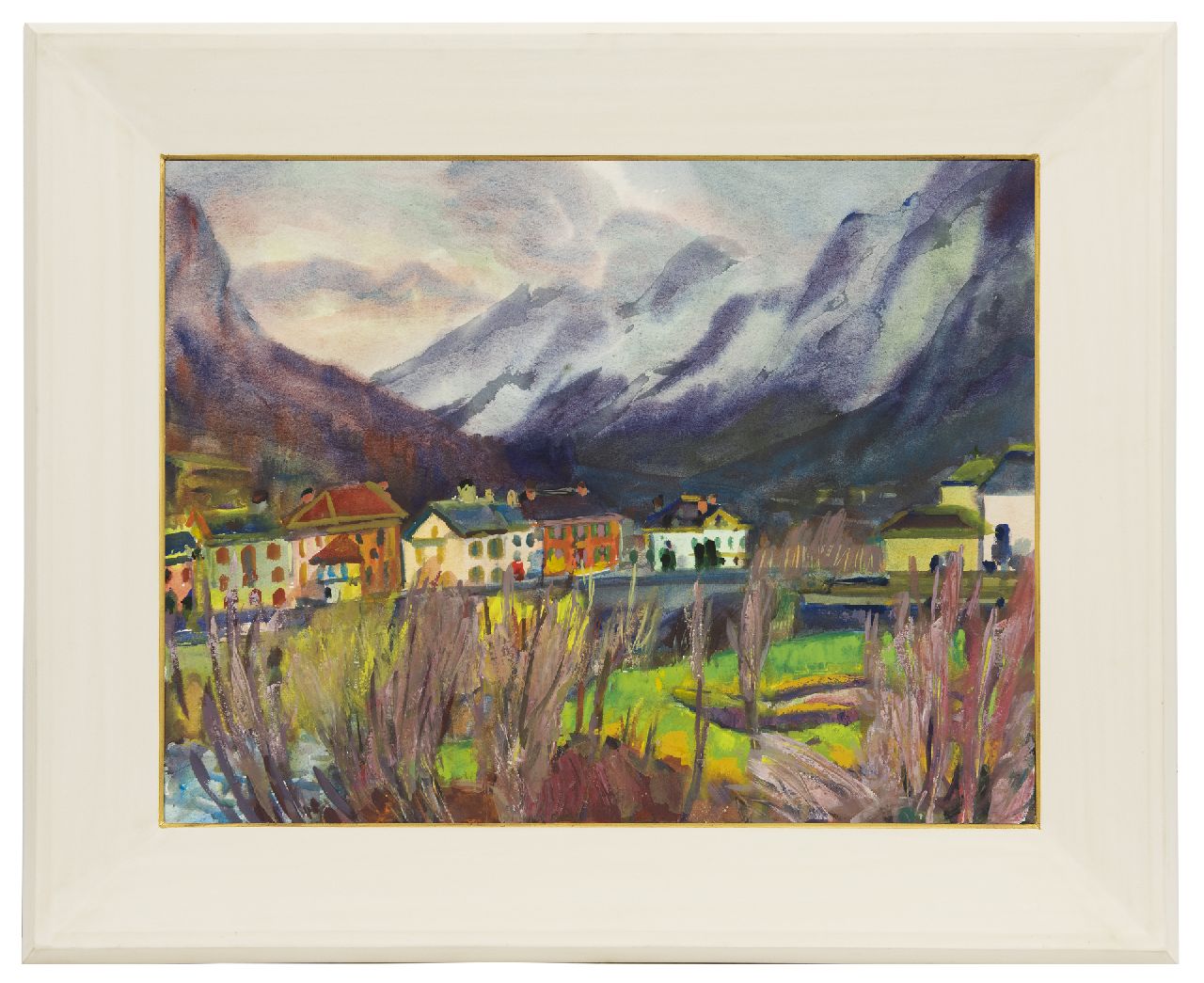 Vries J. de | Jannes de Vries, Gezicht op Bignasco in het Maggiadal, Italië, aquarel en gouache op papier 55,8 x 73,0 cm Vries J. de | Jannes de Vries, Gezicht op Bignasco in het Maggiadal, Italië, aquarel en gouache op papier 55,8 x 73,0 cm