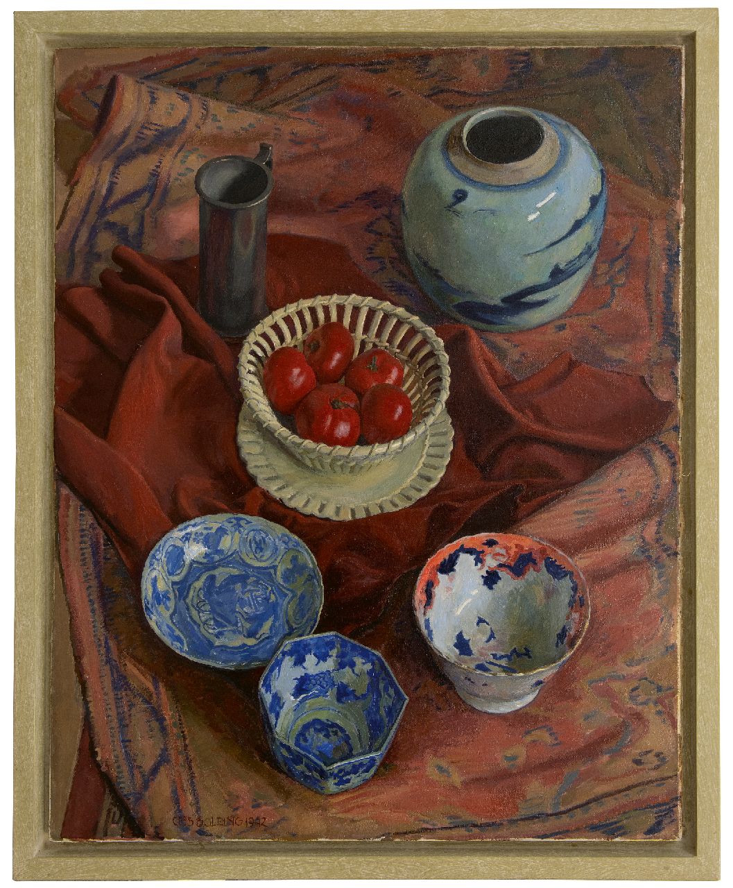 Bolding C. | Cornelis 'Cees' Bolding | Schilderijen te koop aangeboden | Stilleven van vazen en schalen, olieverf op doek 105,5 x 85,4 cm, gesigneerd linksonder en gedateerd 1942 Bolding C. | Cornelis 'Cees' Bolding | Schilderijen te koop aangeboden | Stilleven van vazen en schalen, olieverf op doek 105,5 x 85,4 cm, gesigneerd linksonder en gedateerd 1942