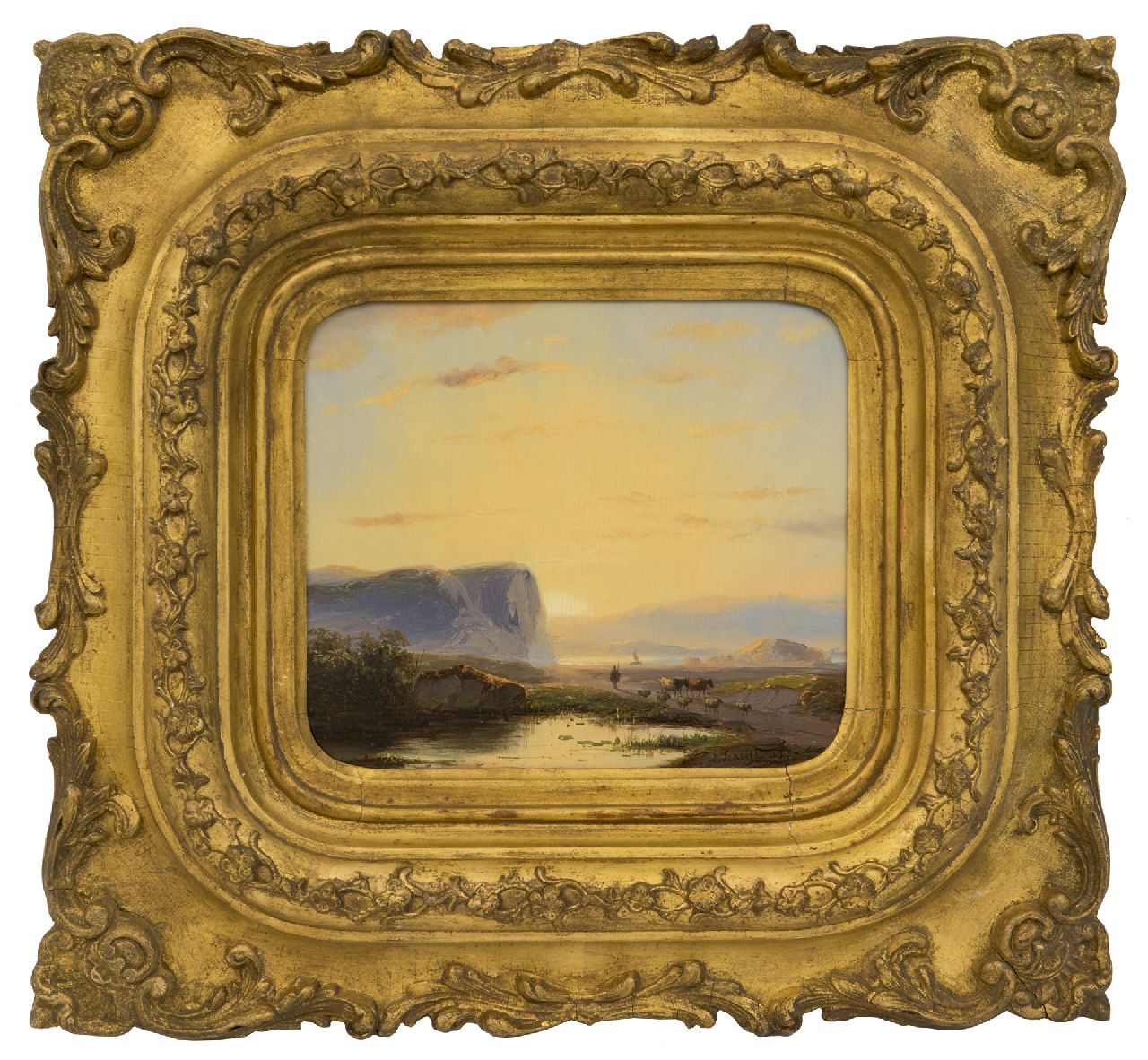 Schelfhout A.  | Andreas Schelfhout, Avondstemming, olieverf op paneel 17,0 x 19,8 cm, gesigneerd rechtsonder en gedateerd '38