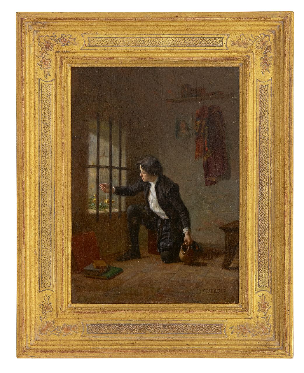 Duverger T.E. | Théophile Emmanuel Duverger, Klein geluk, olieverf op paneel 23,5 x 16,2 cm, gesigneerd rechtsonder Duverger T.E. | Théophile Emmanuel Duverger, Klein geluk, olieverf op paneel 23,5 x 16,2 cm, gesigneerd rechtsonder
