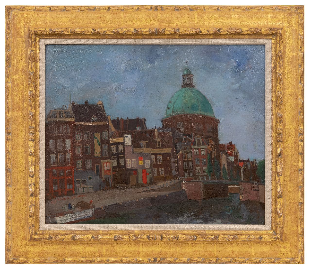 Jong G. de | Gerben 'Germ' de Jong | Schilderijen te koop aangeboden | Gezicht op het Singel met de Koepelkerk, Amsterdam, olieverf op board op paneel 37,4 x 45,9 cm, gesigneerd linksonder en gedateerd 1941 Jong G. de | Gerben 'Germ' de Jong | Schilderijen te koop aangeboden | Gezicht op het Singel met de Koepelkerk, Amsterdam, olieverf op board op paneel 37,4 x 45,9 cm, gesigneerd linksonder en gedateerd 1941