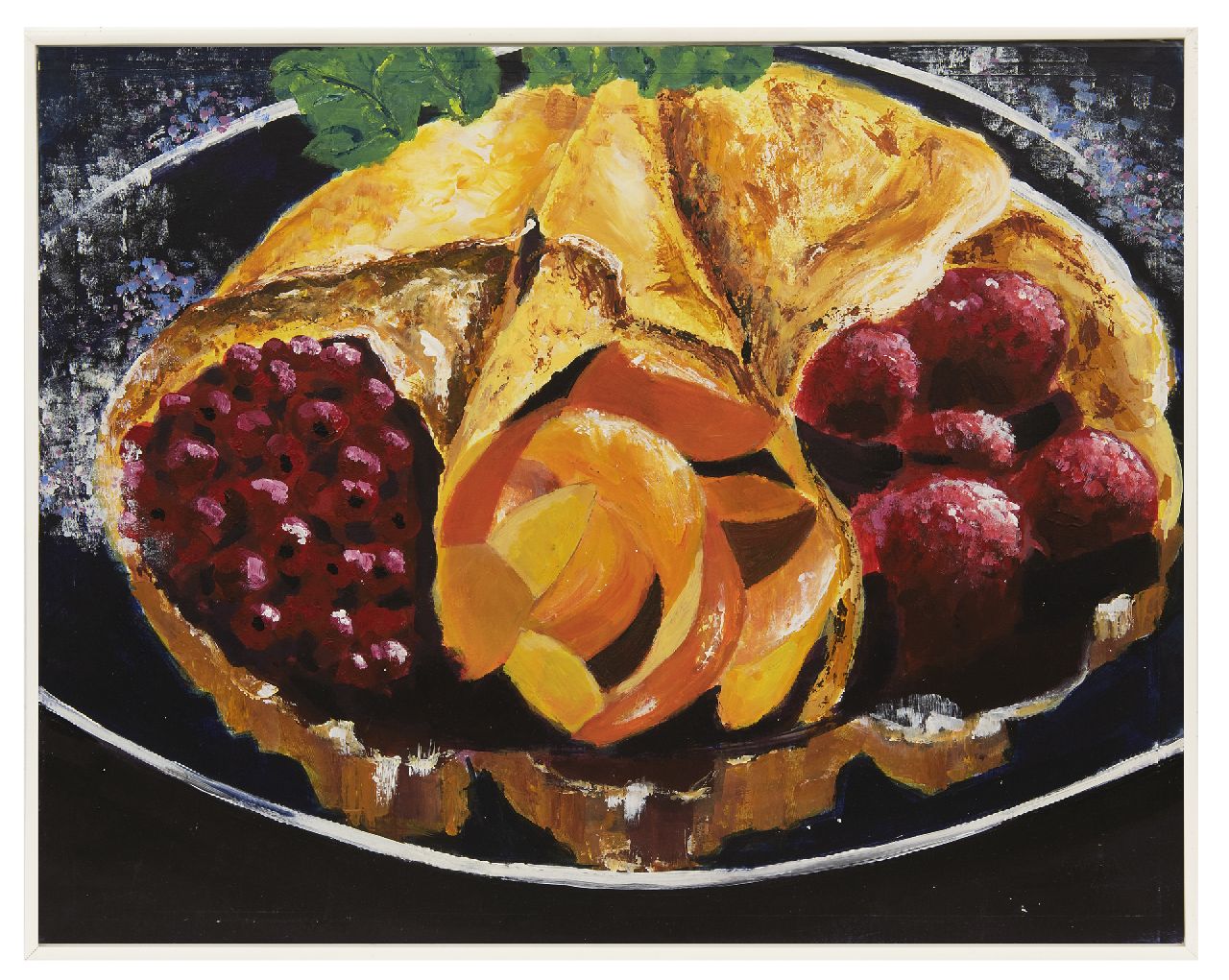 Onbekend 20e eeuw  | Onbekend | Aquarellen en tekeningen te koop aangeboden | Crêpes met fruit, gouache op papier 54,8 x 71,0 cm