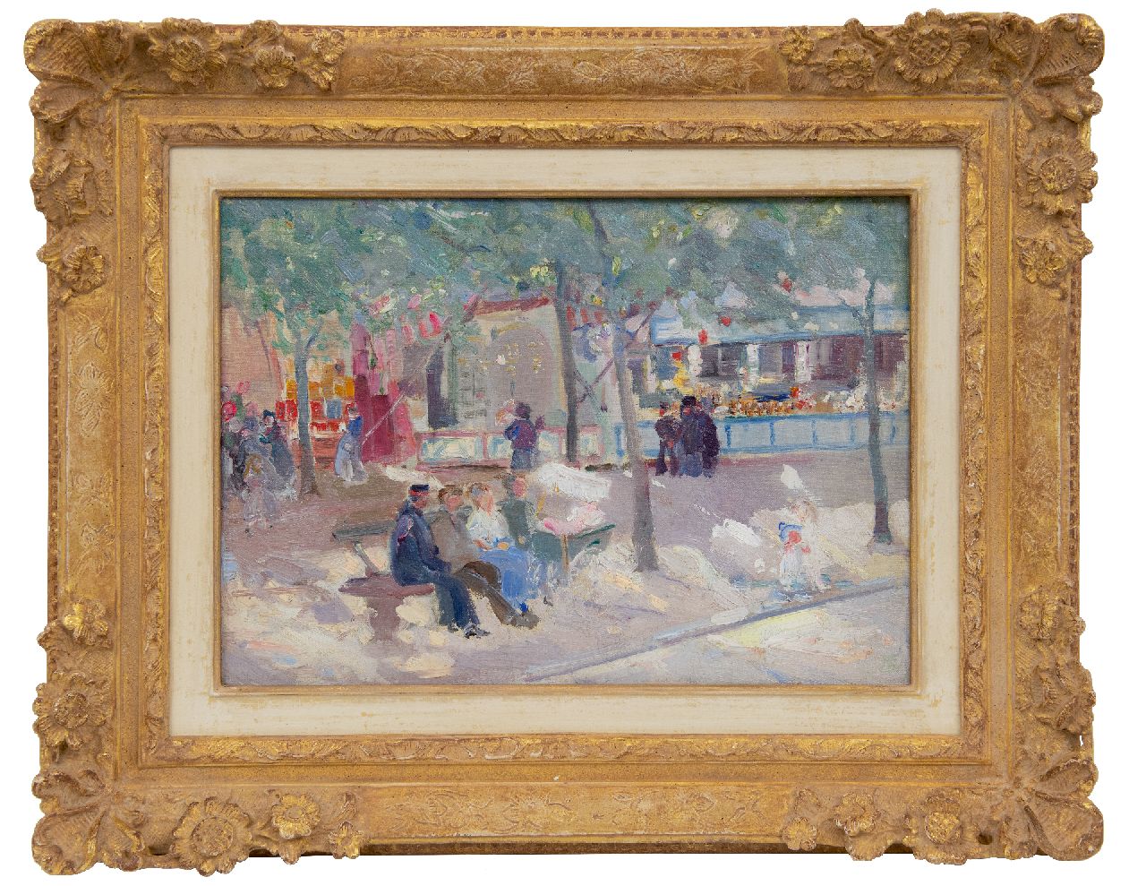 Jefferys M. | Marcel Jefferys | Schilderijen te koop aangeboden | Op de kermis, olieverf op doek op paneel 27,4 x 38,3 cm, gesigneerd rechtsonder met monogram Jefferys M. | Marcel Jefferys | Schilderijen te koop aangeboden | Op de kermis, olieverf op doek op paneel 27,4 x 38,3 cm, gesigneerd rechtsonder met monogram
