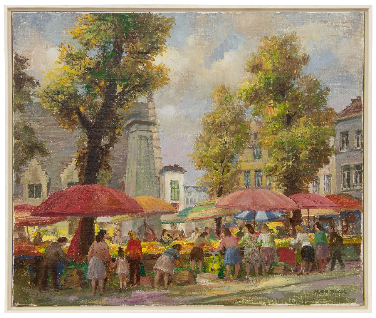 Buck R. de | Raphaël de Buck, De Groentemarkt in Gent, olieverf op doek 50,3 x 60,2 cm, gesigneerd rechtsonder Buck R. de | Raphaël de Buck, De Groentemarkt in Gent, olieverf op doek 50,3 x 60,2 cm, gesigneerd rechtsonder