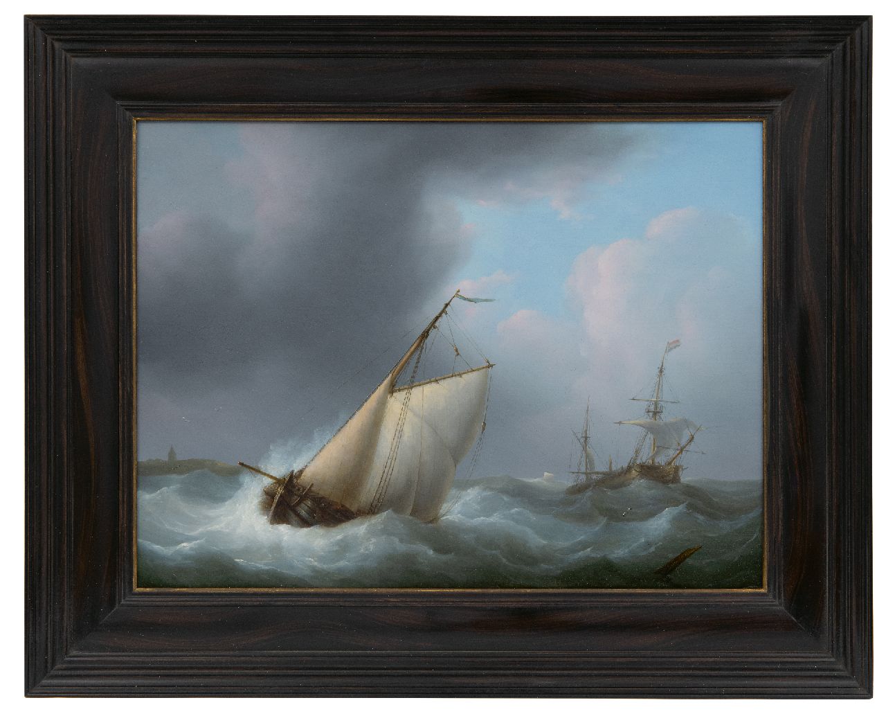 Schouman M. | Martinus Schouman, Averij voor de kust in een storm, olieverf op paneel 29,3 x 38,7 cm, gesigneerd rechtsonder op drijfhout Schouman M. | Martinus Schouman, Averij voor de kust in een storm, olieverf op paneel 29,3 x 38,7 cm, gesigneerd rechtsonder op drijfhout