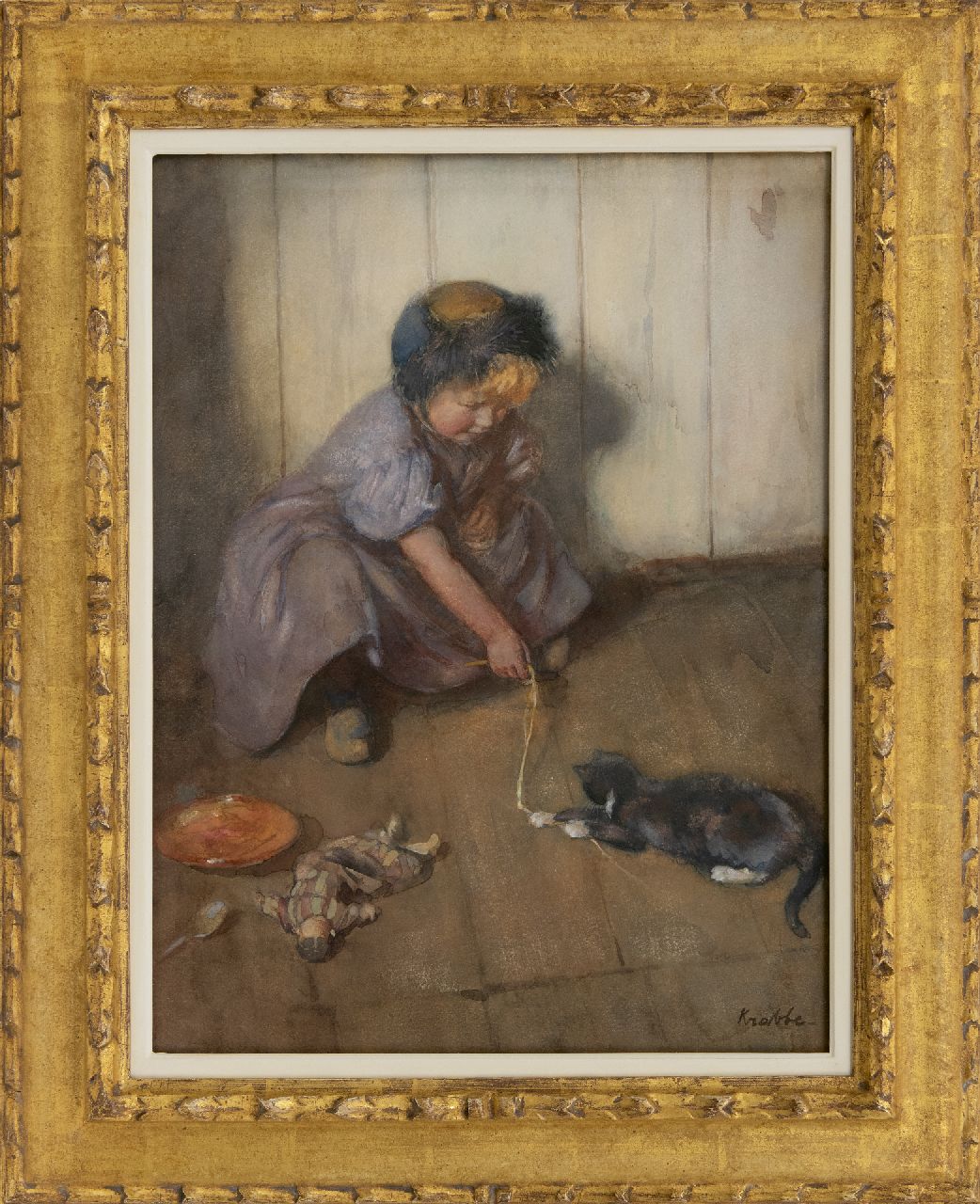 Krabbé H.M. | Heinrich Martin Krabbé, Katjesspel, aquarel op papier 47,5 x 36,0 cm, gesigneerd rechtsonder en te dateren 1906-1916 Krabbé H.M. | Heinrich Martin Krabbé, Katjesspel, aquarel op papier 47,5 x 36,0 cm, gesigneerd rechtsonder en te dateren 1906-1916