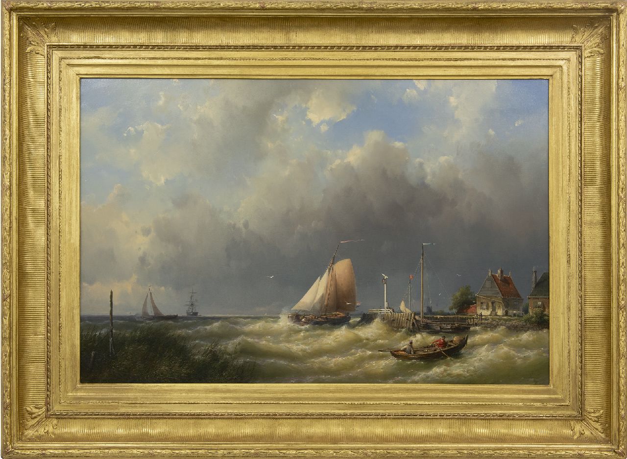 Koekkoek J.H.B. | Johannes Hermanus Barend 'Jan H.B.' Koekkoek, Zeilschepen op woelige zee langs de kust, olieverf op doek 65,0 x 102,7 cm, gesigneerd linksonder en gedateerd 1862 Koekkoek J.H.B. | Johannes Hermanus Barend 'Jan H.B.' Koekkoek, Zeilschepen op woelige zee langs de kust, olieverf op doek 65,0 x 102,7 cm, gesigneerd linksonder en gedateerd 1862