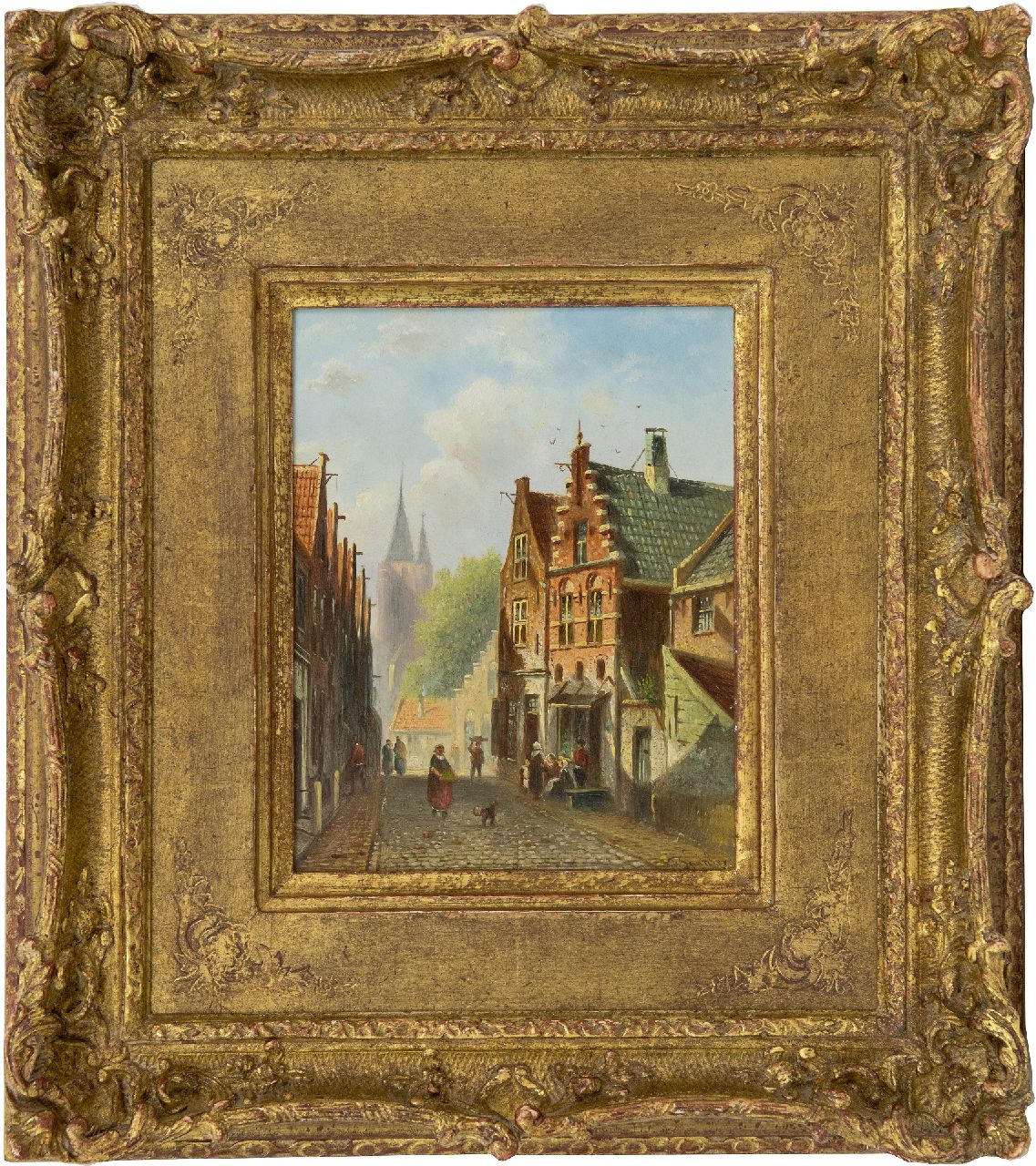 Spohler J.F. | Johannes Franciscus Spohler, Hollands straatje, olieverf op paneel 18,9 x 14,9 cm, gesigneerd rechtsonder Spohler J.F. | Johannes Franciscus Spohler, Hollands straatje, olieverf op paneel 18,9 x 14,9 cm, gesigneerd rechtsonder