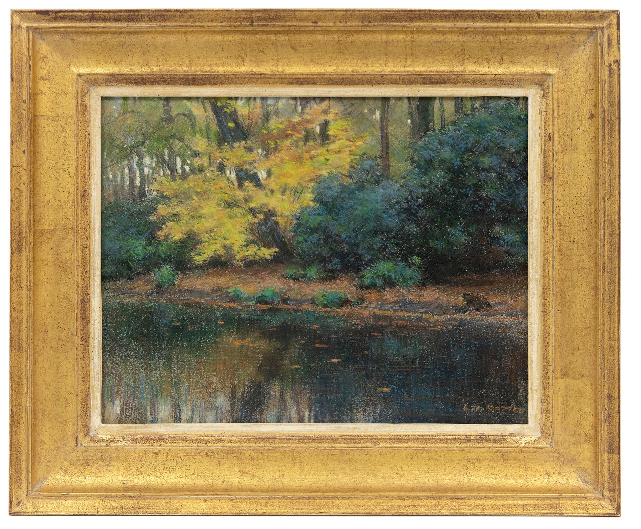 Koster A.L.  | Anton Louis 'Anton' Koster, De Waterdel in bospark Groenendaal, Heemstede, pastel op papier 23,1 x 29,8 cm, gesigneerd rechtsonder