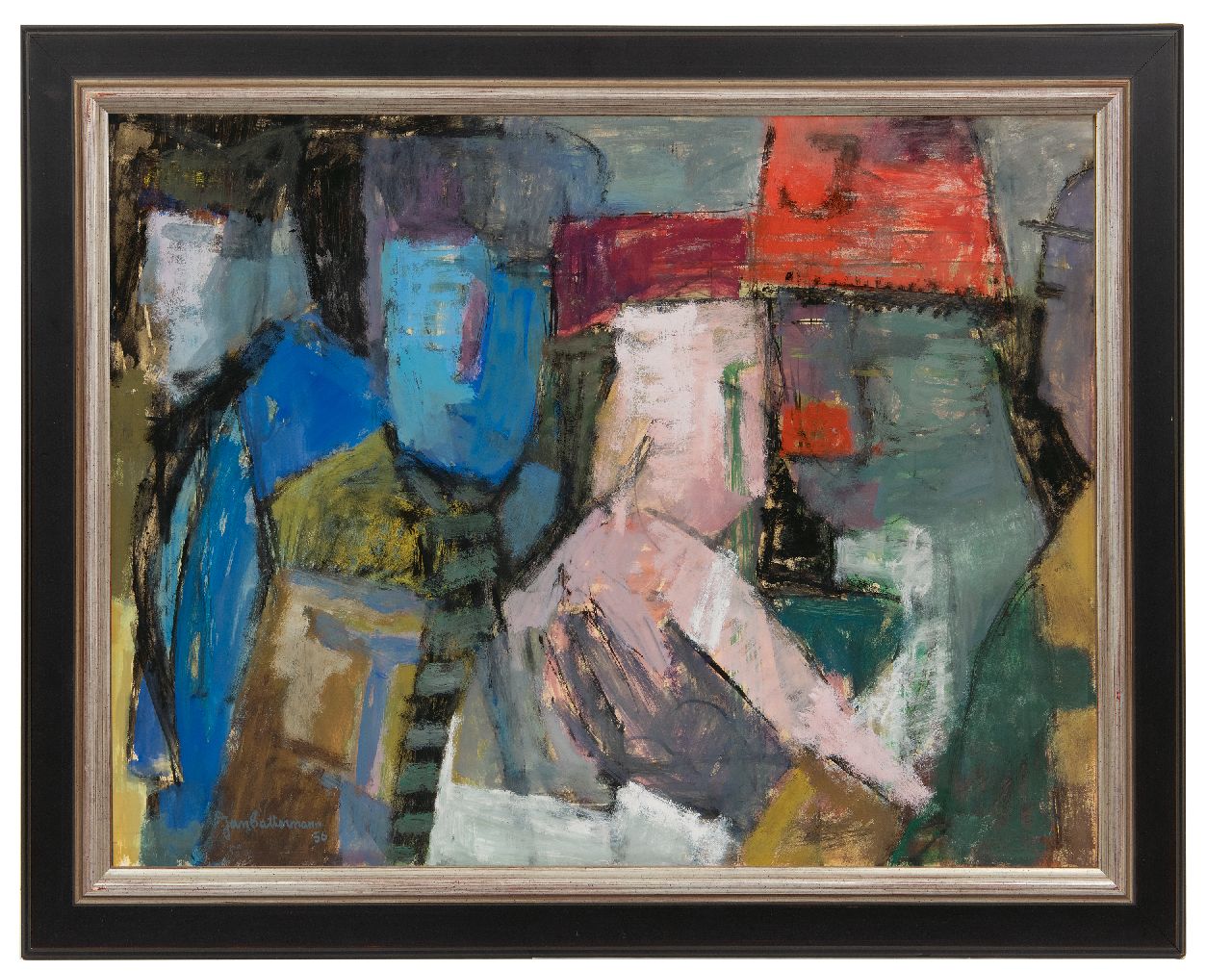 Battermann J. | Johannes 'Jan' Battermann, Het bal, gouache op papier 46,7 x 62,0 cm, gesigneerd linksonder en gedateerd '56 Battermann J. | Johannes 'Jan' Battermann, Het bal, gouache op papier 46,7 x 62,0 cm, gesigneerd linksonder en gedateerd '56