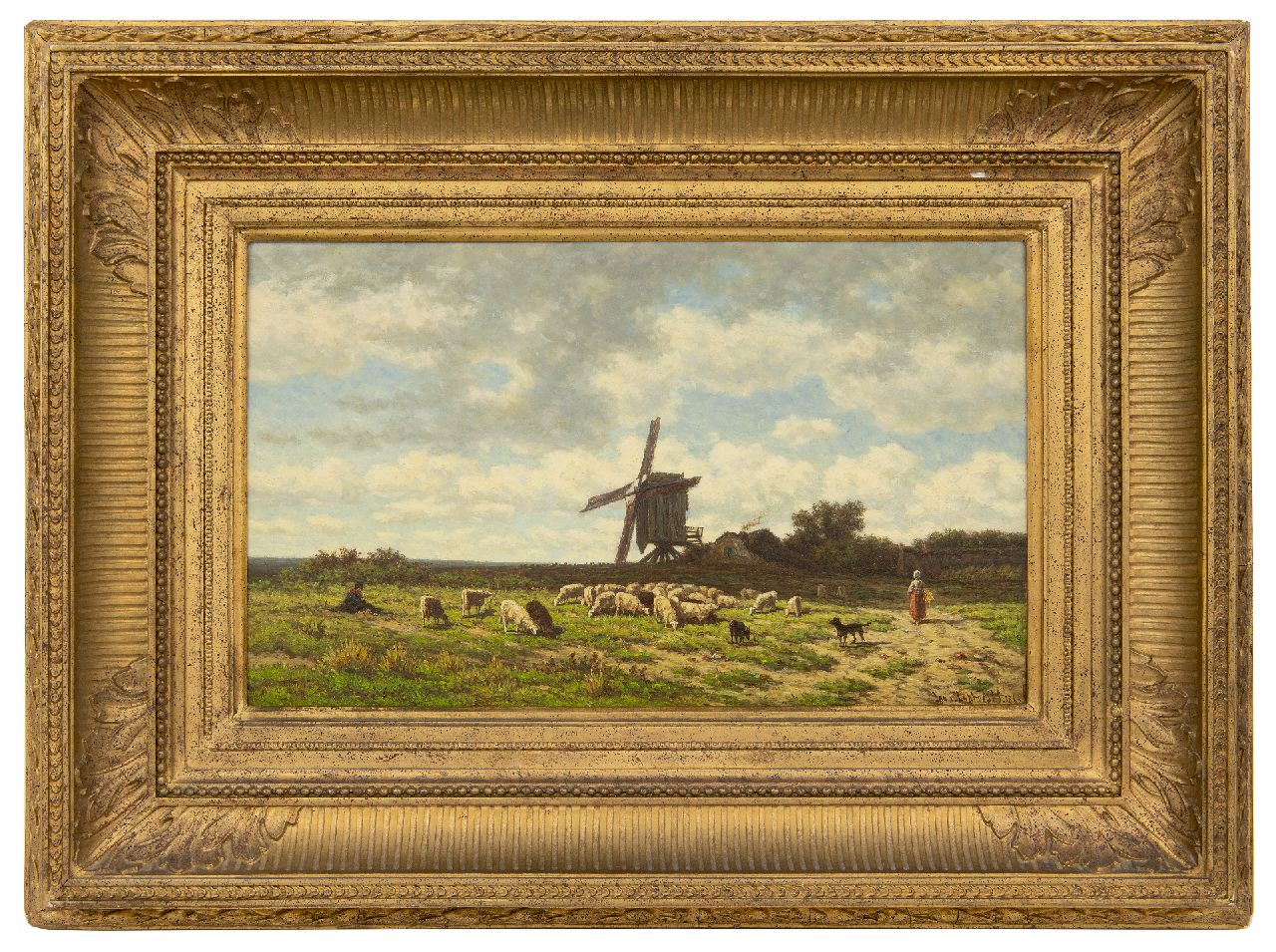 Lokhorst J.N. van | Johan Nicolaas 'Jan' van Lokhorst | Schilderijen te koop aangeboden | Weids landschap met schaapherder en kudde (pendant), olieverf op paneel 27,4 x 45,3 cm, gesigneerd rechtsonder en gedateerd 1866
