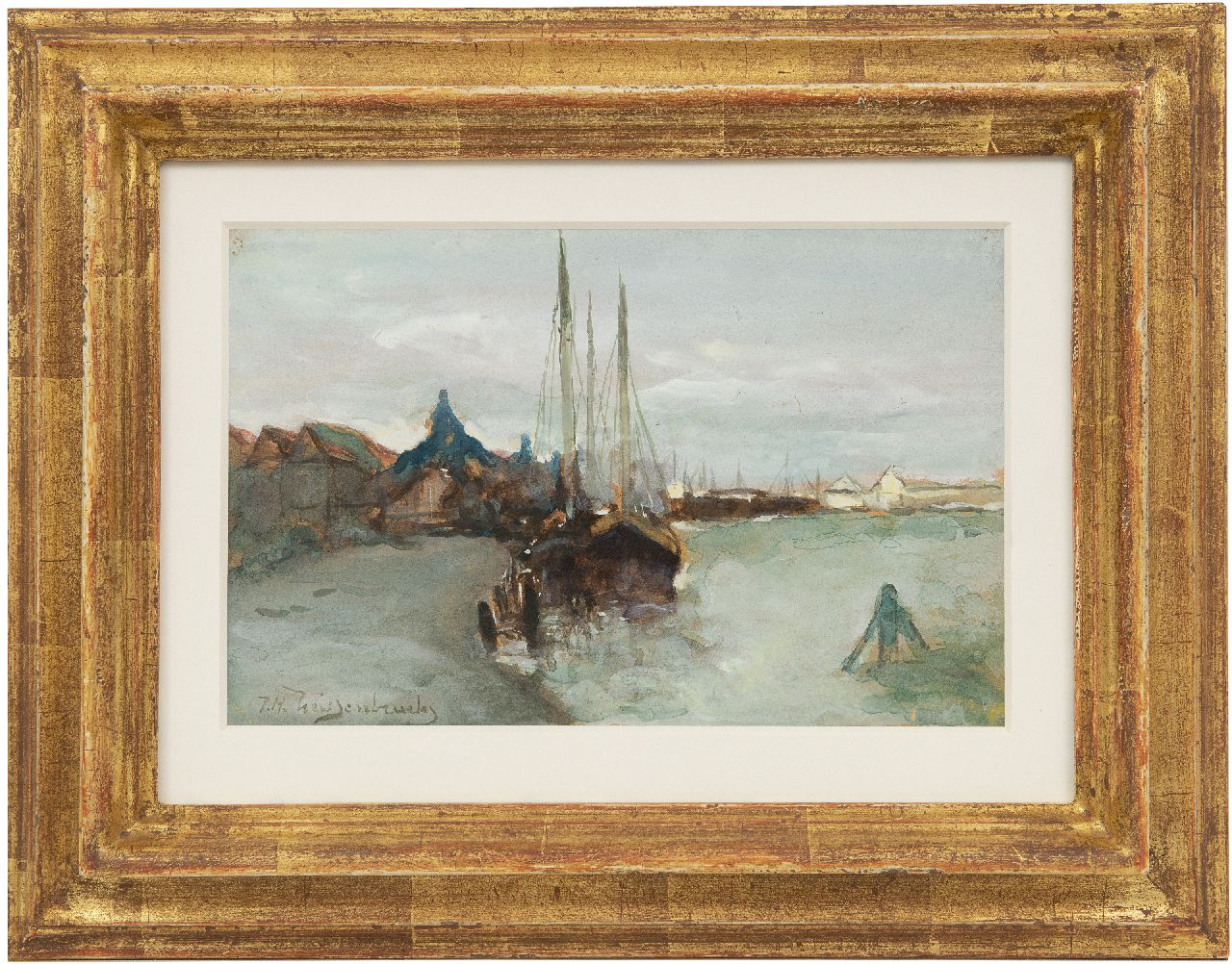 Weissenbruch H.J. | Hendrik Johannes 'J.H.' Weissenbruch, De haven van Zaandam, aquarel op papier 14,5 x 22,5 cm, gesigneerd linksonder Weissenbruch H.J. | Hendrik Johannes 'J.H.' Weissenbruch, De haven van Zaandam, aquarel op papier 14,5 x 22,5 cm, gesigneerd linksonder