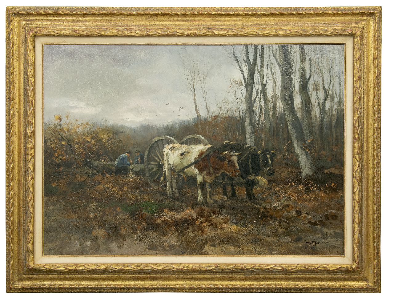 Jansen W.G.F. | 'Willem' George Frederik Jansen, Ossen voor een mallejan, olieverf op doek 71,2 x 101,2 cm, gesigneerd rechtsonder Jansen W.G.F. | 'Willem' George Frederik Jansen, Ossen voor een mallejan, olieverf op doek 71,2 x 101,2 cm, gesigneerd rechtsonder