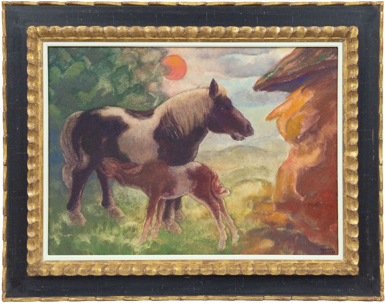 Meurs H.H. | 'Harmen' Hermanus Meurs | Aquarellen en tekeningen te koop aangeboden | De nieuwe dag, gouache op papier 50,2 x 69,8 cm, gesigneerd rechtsonder en gedateerd '59 Meurs H.H. | 'Harmen' Hermanus Meurs | Aquarellen en tekeningen te koop aangeboden | De nieuwe dag, gouache op papier 50,2 x 69,8 cm, gesigneerd rechtsonder en gedateerd '59
