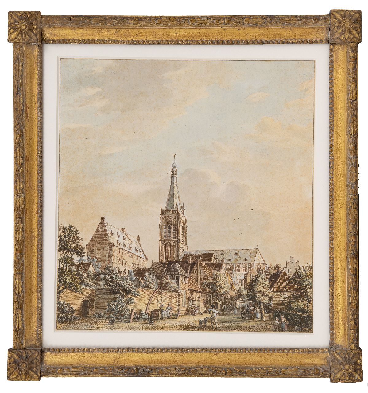 Beijer J. de | Jan de Beijer | Aquarellen en tekeningen te koop aangeboden | De Grote Kerk en het Klooster te Doesburg, pen, inkt en aquarel op papier 33,7 x 31,7 cm, gesigneerd verso en verso gedateerd 10. August: 1772' Beijer J. de | Jan de Beijer | Aquarellen en tekeningen te koop aangeboden | De Grote Kerk en het Klooster te Doesburg, pen, inkt en aquarel op papier 33,7 x 31,7 cm, gesigneerd verso en verso gedateerd 10. August: 1772'
