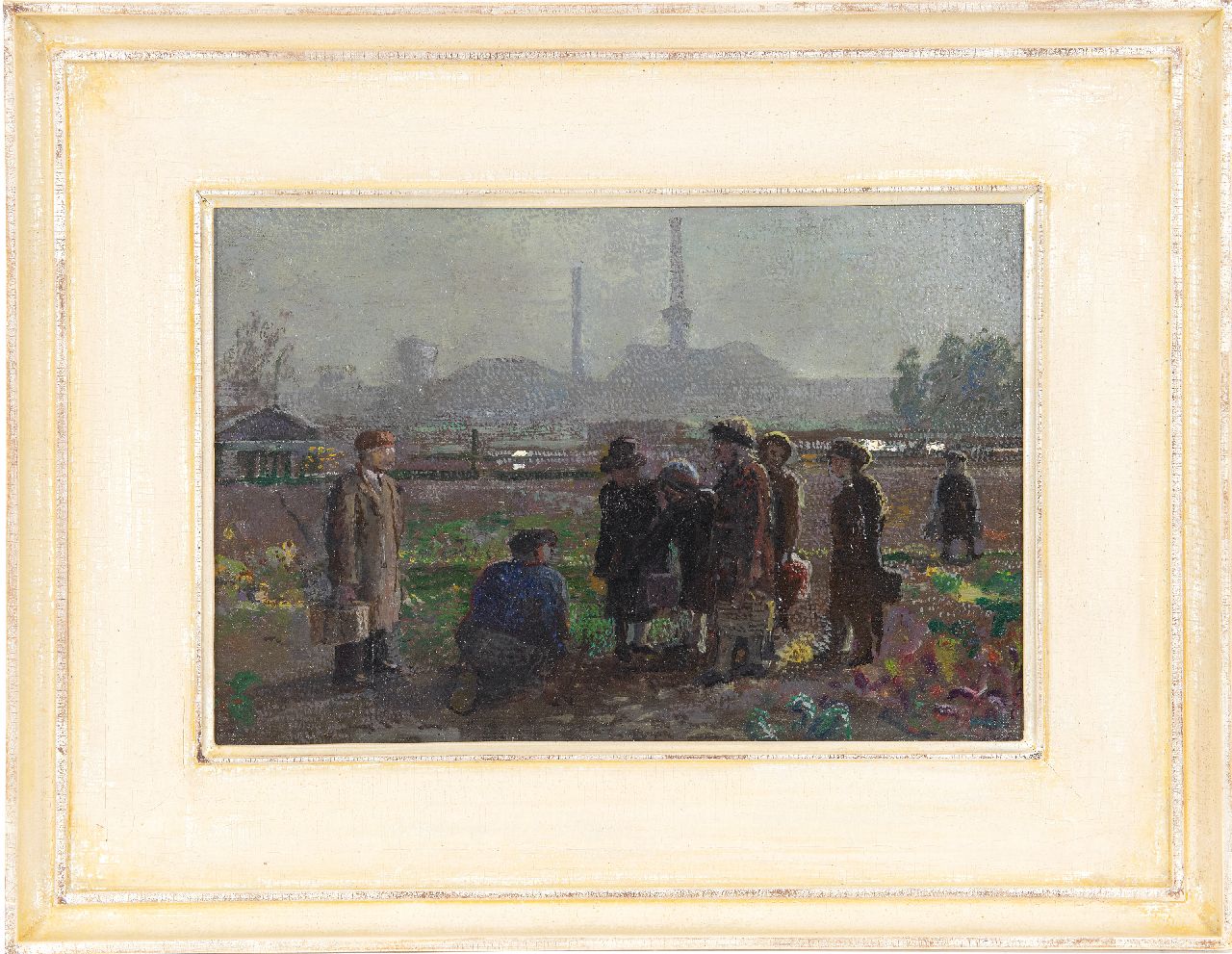 Kamerlingh Onnes H.H. | 'Harm' Henrick Kamerlingh Onnes, Mensen op het land, olieverf op doek op board 22,7 x 33,8 cm, gesigneerd rechtsonder met monogram Kamerlingh Onnes H.H. | 'Harm' Henrick Kamerlingh Onnes, Mensen op het land, olieverf op doek op board 22,7 x 33,8 cm, gesigneerd rechtsonder met monogram