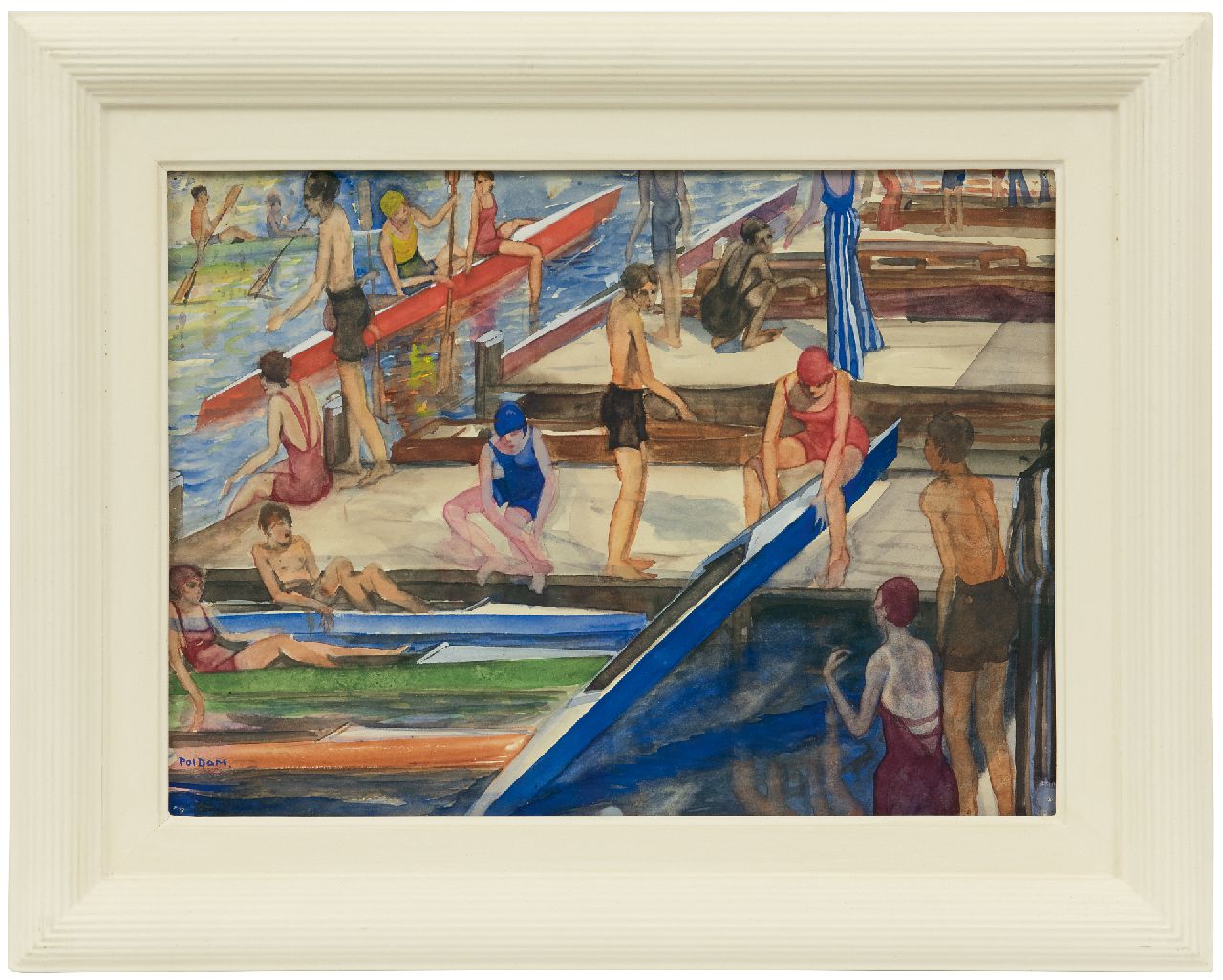 Dom P.L.C. | Paulus Ludovicus Carolus 'Pol' Dom, Op de kanosteiger, aquarel op papier 27,0 x 37,0 cm, gesigneerd linksonder en te dateren jaren 30 Dom P.L.C. | Paulus Ludovicus Carolus 'Pol' Dom, Op de kanosteiger, aquarel op papier 27,0 x 37,0 cm, gesigneerd linksonder en te dateren jaren 30