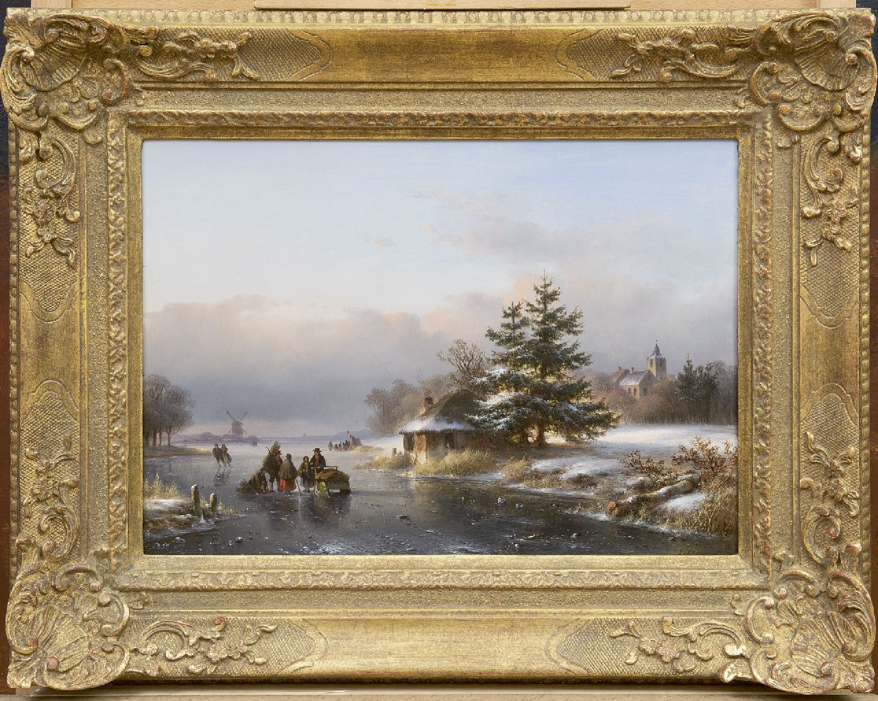 Kleijn L.J. | Lodewijk Johannes Kleijn, Winterlandschap met schaatsers en landvolk op het ijs, olieverf op paneel 29,6 x 40,5 cm, gesigneerd rechtsonder Kleijn L.J. | Lodewijk Johannes Kleijn, Winterlandschap met schaatsers en landvolk op het ijs, olieverf op paneel 29,6 x 40,5 cm, gesigneerd rechtsonder