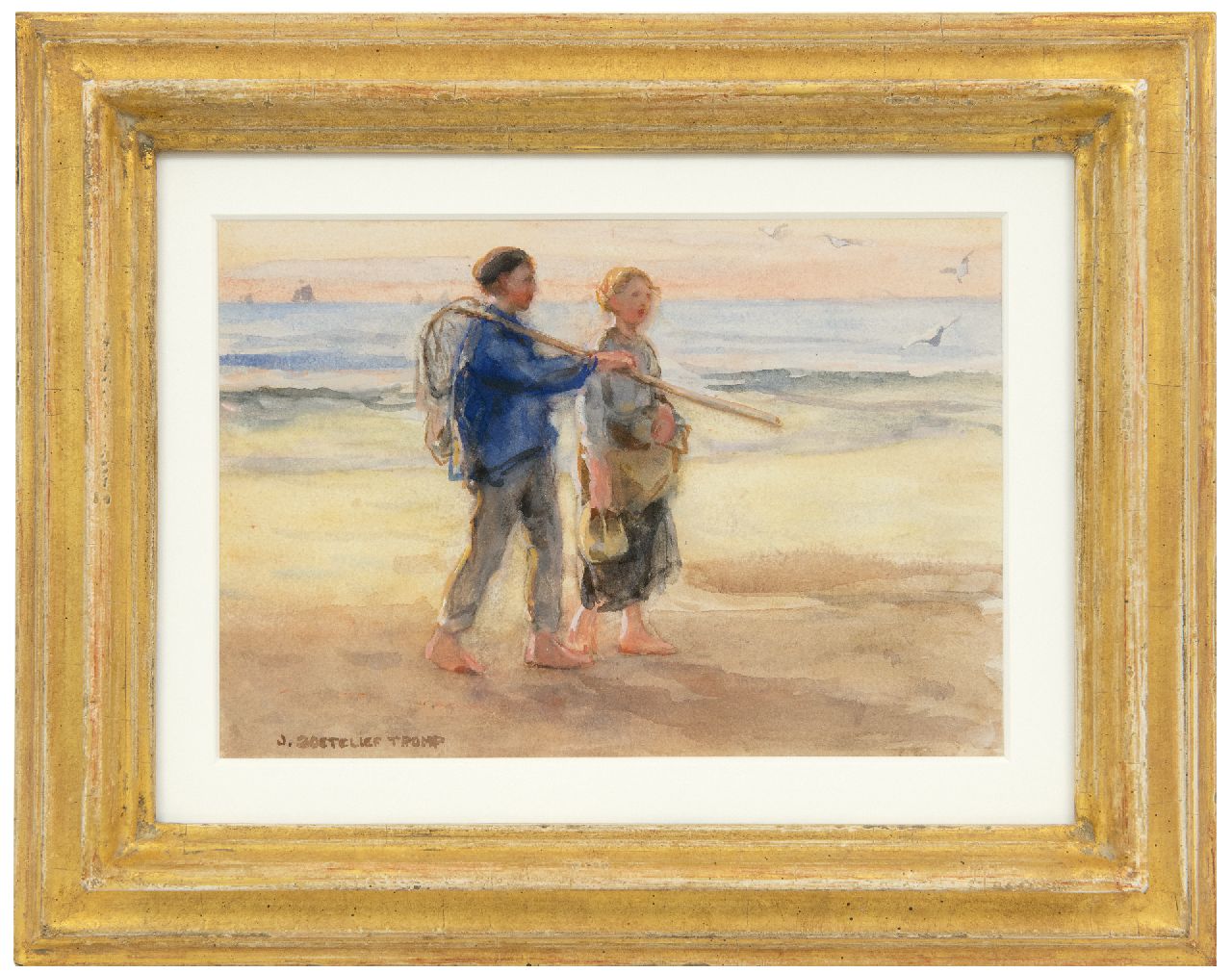 Zoetelief Tromp J. | Johannes 'Jan' Zoetelief Tromp, Terugkerend van het vissen, aquarel op papier 18,6 x 26,3 cm, gesigneerd linksonder Zoetelief Tromp J. | Johannes 'Jan' Zoetelief Tromp, Terugkerend van het vissen, aquarel op papier 18,6 x 26,3 cm, gesigneerd linksonder