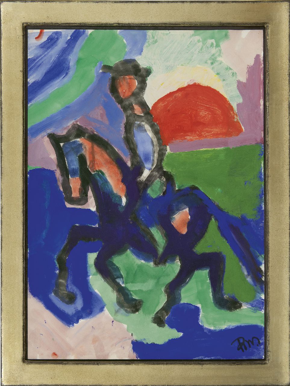 Benner G. | Gerrit Benner, Man en paard, gouache op papier 70,0 x 50,0 cm, gesigneerd rechtsonder en verso en te dateren ca. 1957 Benner G. | Gerrit Benner, Man en paard, gouache op papier 70,0 x 50,0 cm, gesigneerd rechtsonder en verso en te dateren ca. 1957