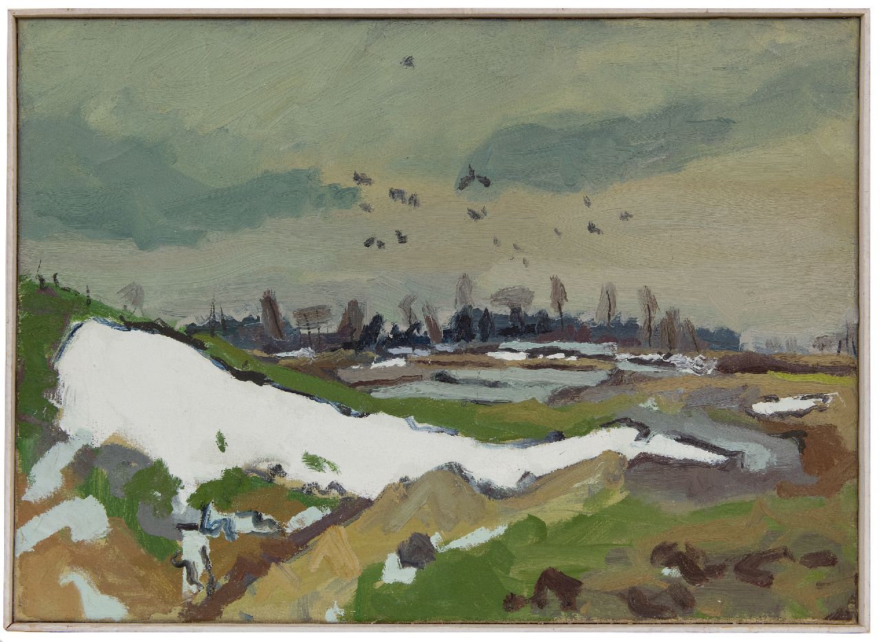 Zee J. van der | Jan van der Zee | Schilderijen te koop aangeboden | Landschap bij Yde, Drenthe, olieverf op doek 50,0 x 70,1 cm, gesigneerd verso en verso gedateerd '43