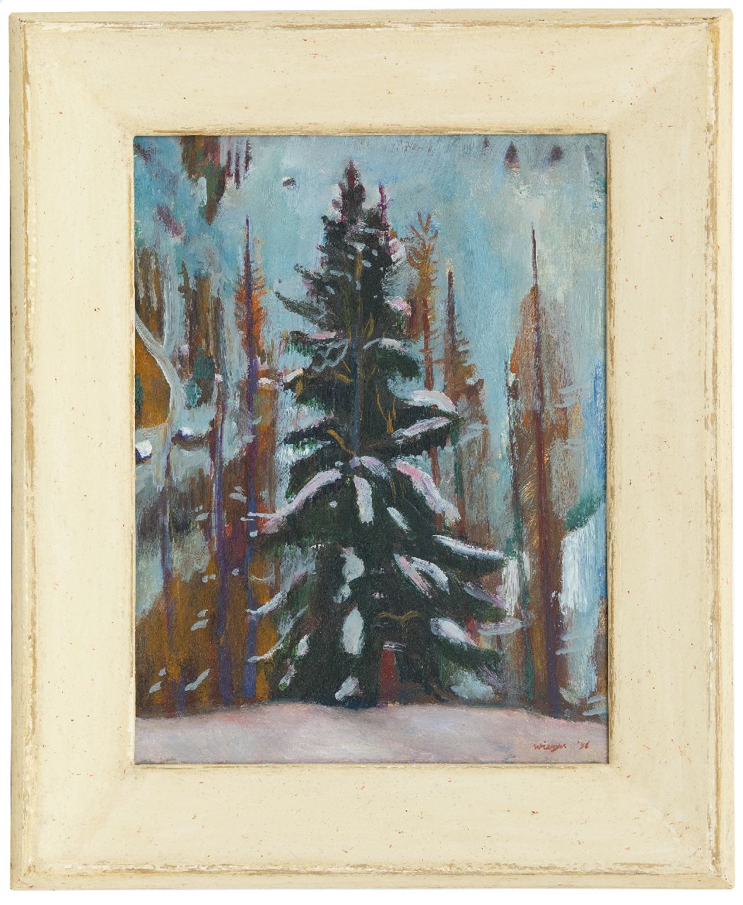 Wiegers J.  | Jan Wiegers, Spar, Frauenkirch (Davos), olieverf op paneel 39,9 x 30,3 cm, gesigneerd rechtsonder en gedateerd '36