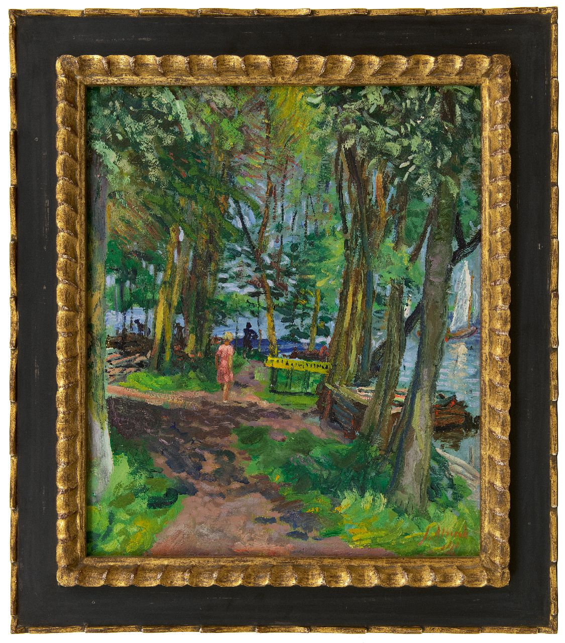 Altink J.  | Jan Altink, Langs het Paterswoldsemeer; verso: landschap met knotwilgen, olieverf op doek 60,9 x 50,8 cm, gesigneerd rechtsonder en verso en gedateerd '41 en verso '48