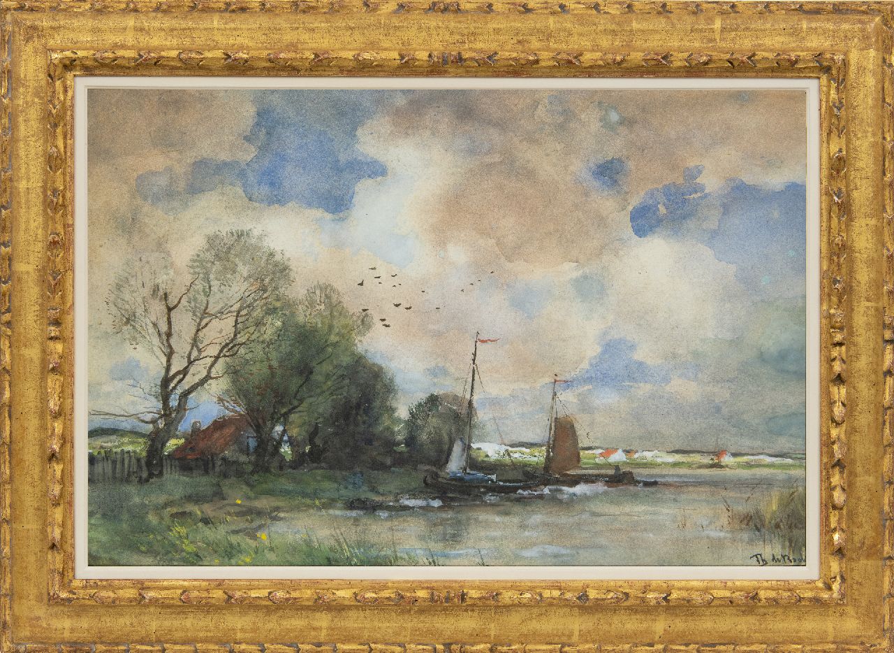 Bock T.E.A. de | Théophile Emile Achille de Bock | Aquarellen en tekeningen te koop aangeboden | Inham aan de Maas, aquarel op papier 42,0 x 63,2 cm, gesigneerd rechtsonder en te dateren ca. 1880 Bock T.E.A. de | Théophile Emile Achille de Bock | Aquarellen en tekeningen te koop aangeboden | Inham aan de Maas, aquarel op papier 42,0 x 63,2 cm, gesigneerd rechtsonder en te dateren ca. 1880