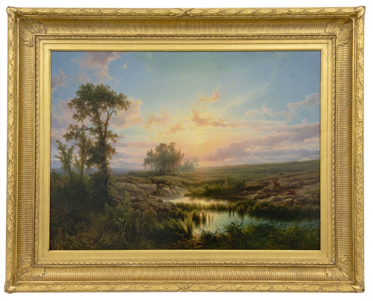 Lieste C.  | Cornelis Lieste, Zonovergoten heidelandschap, olieverf op paneel 58,1 x 79,9 cm, gesigneerd linksonder en te dateren ca. 1855