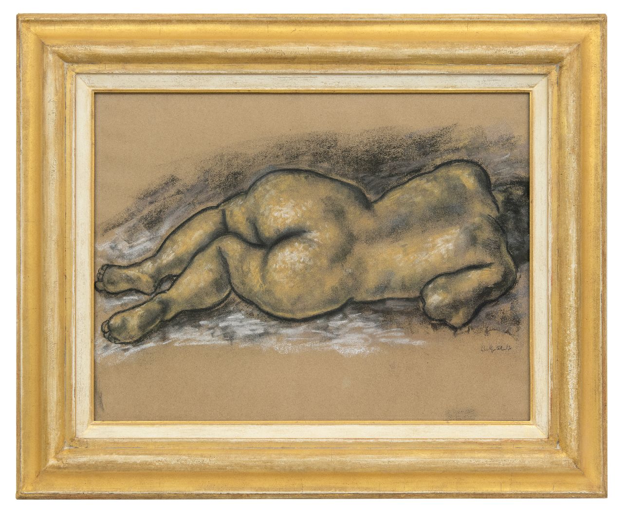 Gestel L.  | Leendert 'Leo' Gestel | Aquarellen en tekeningen te koop aangeboden | Liggend naakt, houtskool en pastel op papier 47,0 x 62,5 cm, gesigneerd rechtsonder en gedateerd '31
