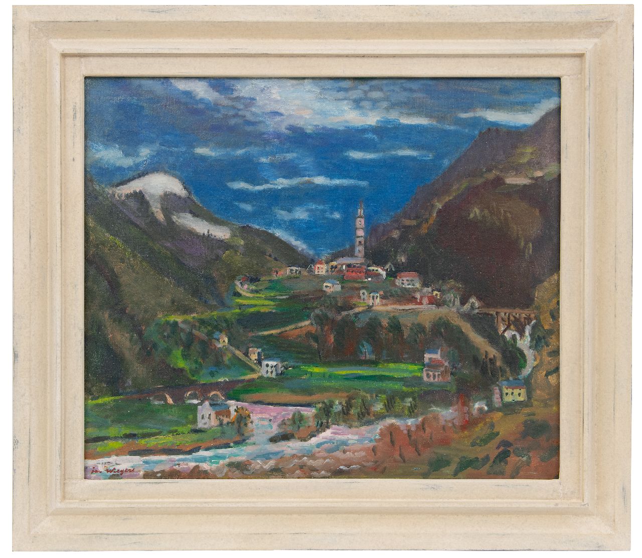 Wiegers J. | Jan Wiegers, Gezicht op Intragna, Ticino, Zwitserland, olieverf op doek 61,5 x 73,4 cm, gesigneerd linksonder en te dateren ca. 1947 Wiegers J. | Jan Wiegers, Gezicht op Intragna, Ticino, Zwitserland, olieverf op doek 61,5 x 73,4 cm, gesigneerd linksonder en te dateren ca. 1947