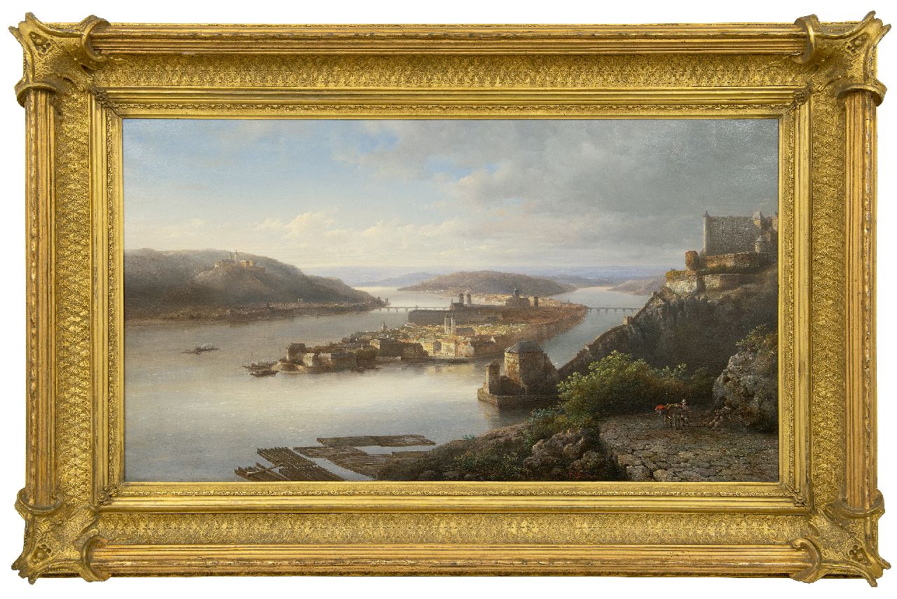 Karsen K. | Kasparus Karsen | Schilderijen te koop aangeboden | Gezicht op Passau aan de Donau, olieverf op doek 56,5 x 100,0 cm, gesigneerd rechts van het midden. Karsen K. | Kasparus Karsen | Schilderijen te koop aangeboden | Gezicht op Passau aan de Donau, olieverf op doek 56,5 x 100,0 cm, gesigneerd rechts van het midden.