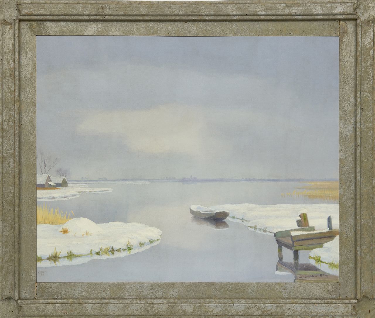 Smorenberg D.  | Dirk Smorenberg | Schilderijen te koop aangeboden | Winters plassengezicht bij Loosdrecht, olieverf op doek 50,2 x 60,5 cm, gesigneerd rechtsonder