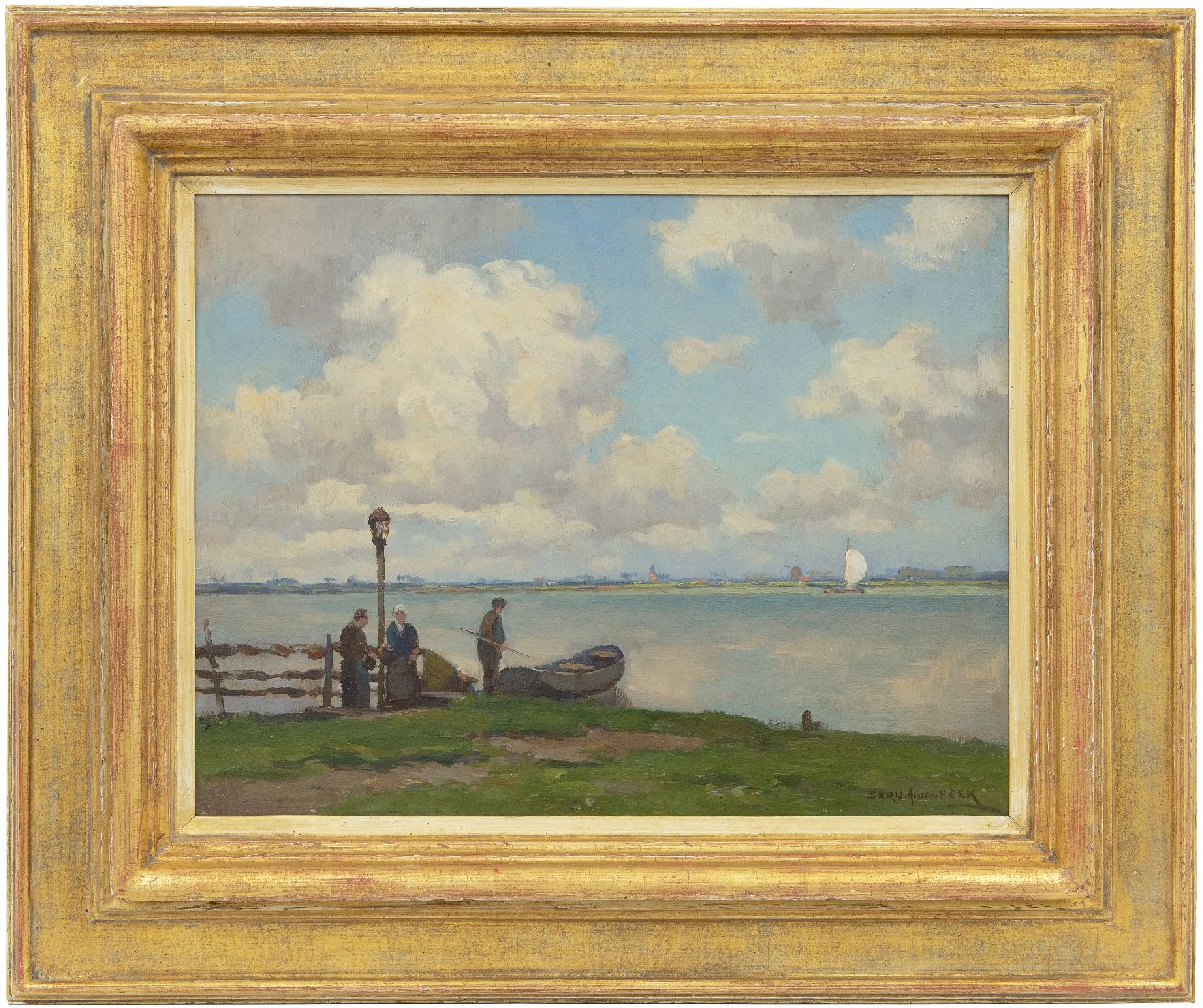 Beek B.A. van | Bernardus Antonie van Beek, Weids riviergezicht met voetveer, olieverf op board 30,1 x 39,5 cm, gesigneerd rechtsonder Beek B.A. van | Bernardus Antonie van Beek, Weids riviergezicht met voetveer, olieverf op board 30,1 x 39,5 cm, gesigneerd rechtsonder