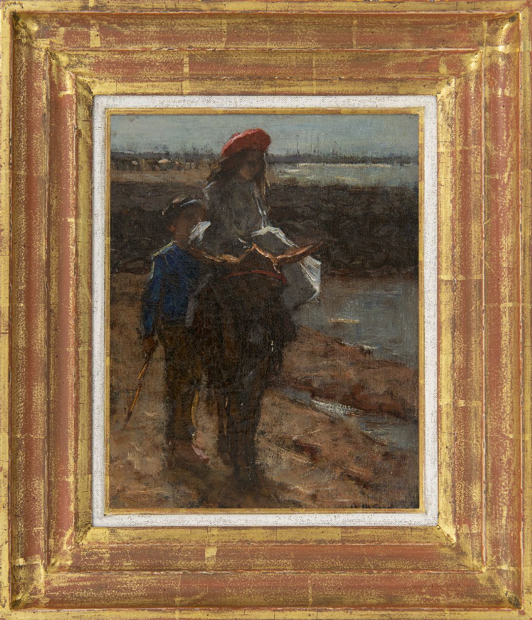 Maarel M. van der | Marinus van der Maarel, Aan het strand, olieverf op doek 24,5 x 19,2 cm, gesigneerd rechtsonder Maarel M. van der | Marinus van der Maarel, Aan het strand, olieverf op doek 24,5 x 19,2 cm, gesigneerd rechtsonder