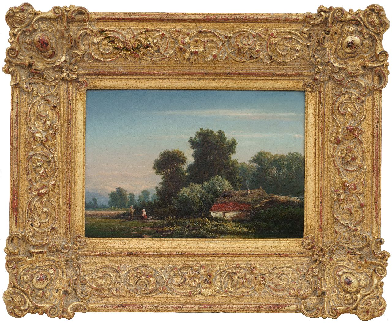 Heijl M.  | Marinus Heijl, Landvolk bij de bosrand, olieverf op paneel 21,3 x 30,8 cm, gesigneerd linksonder met initialen