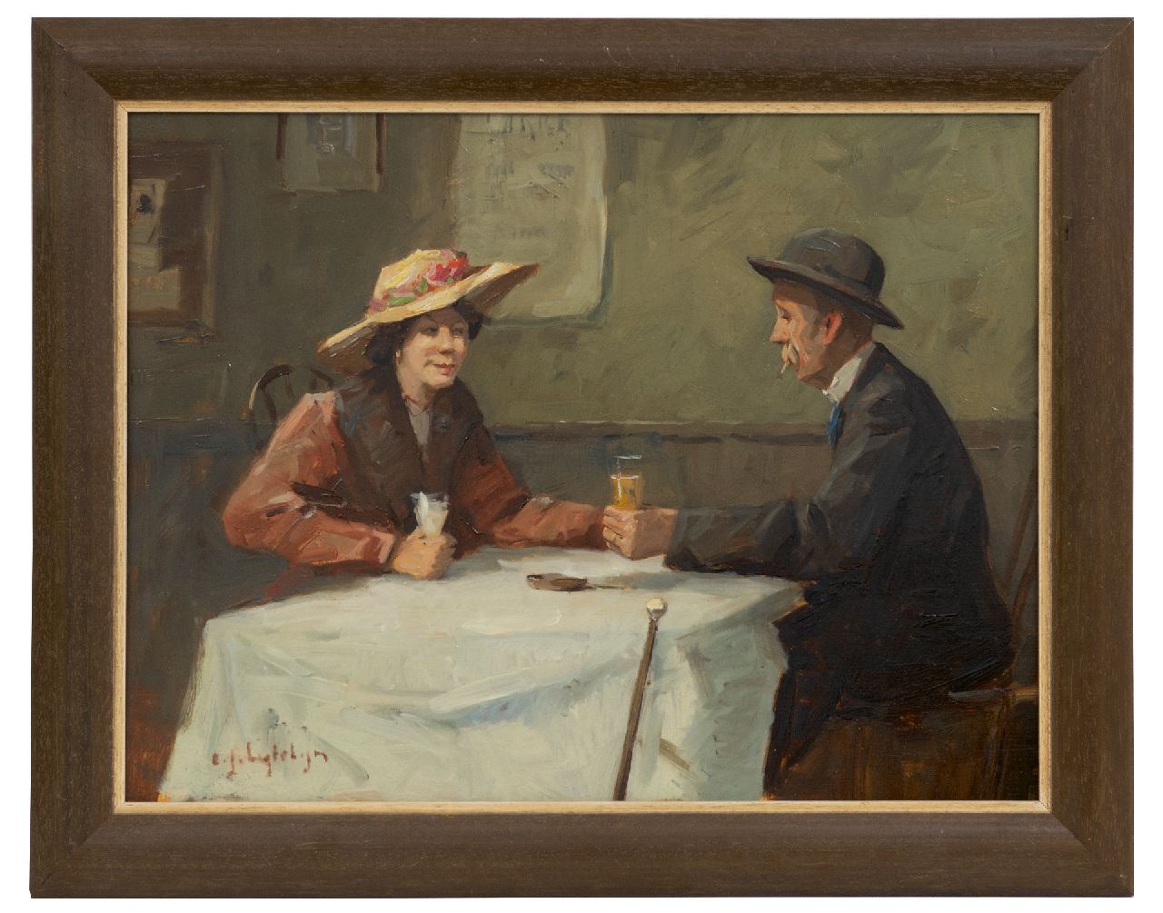 Ligtelijn E.J. | Evert Jan Ligtelijn, In het drinklokaal, olieverf op paneel 34,9 x 46,8 cm, gesigneerd linksonder Ligtelijn E.J. | Evert Jan Ligtelijn, In het drinklokaal, olieverf op paneel 34,9 x 46,8 cm, gesigneerd linksonder